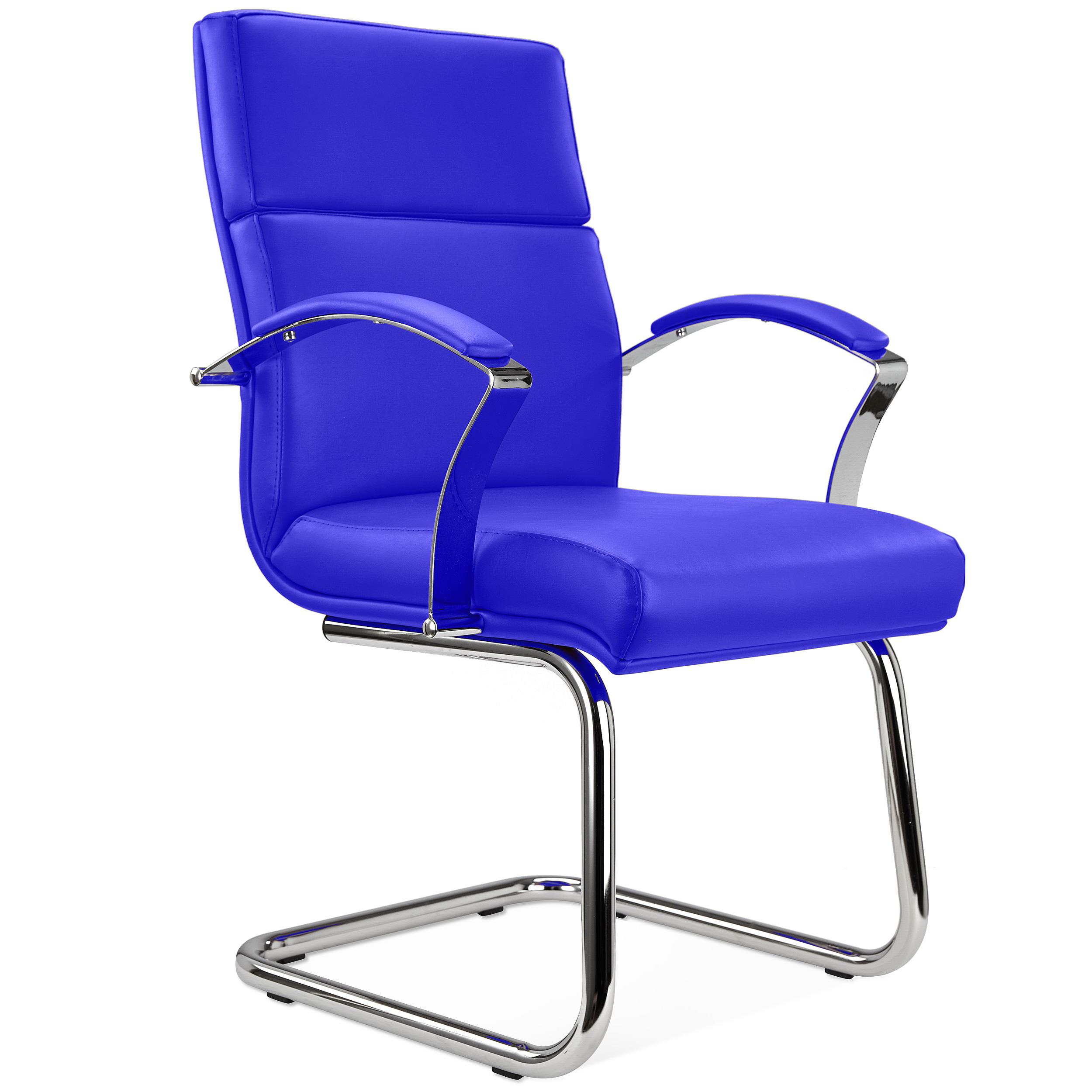 Chaise visiteur RABAT, Grande Qualité et Design, en Cuir, Bleu