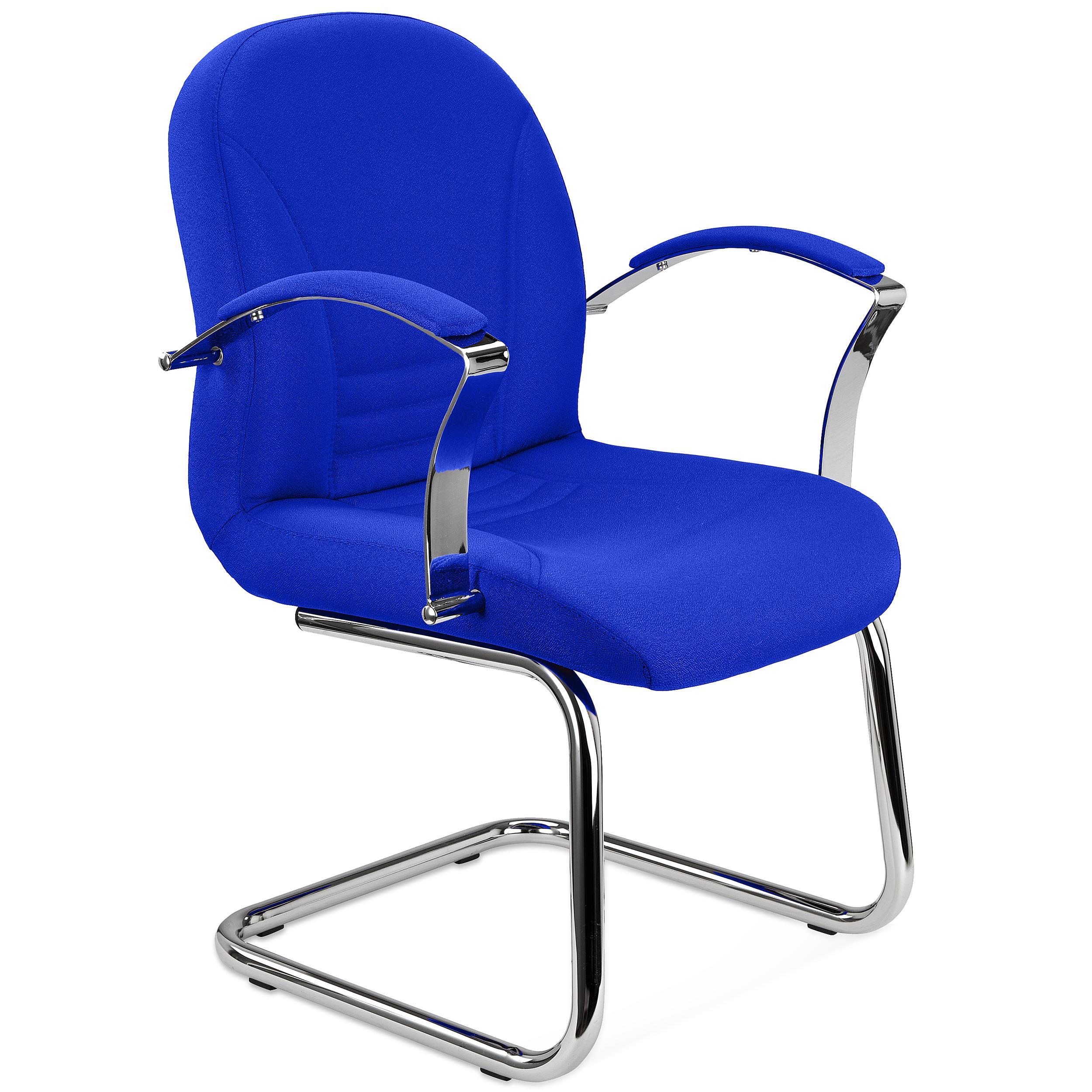 Chaise visiteur CANCUN, Rembourrage Épais, Structure Métallique, en Tissu Bleu