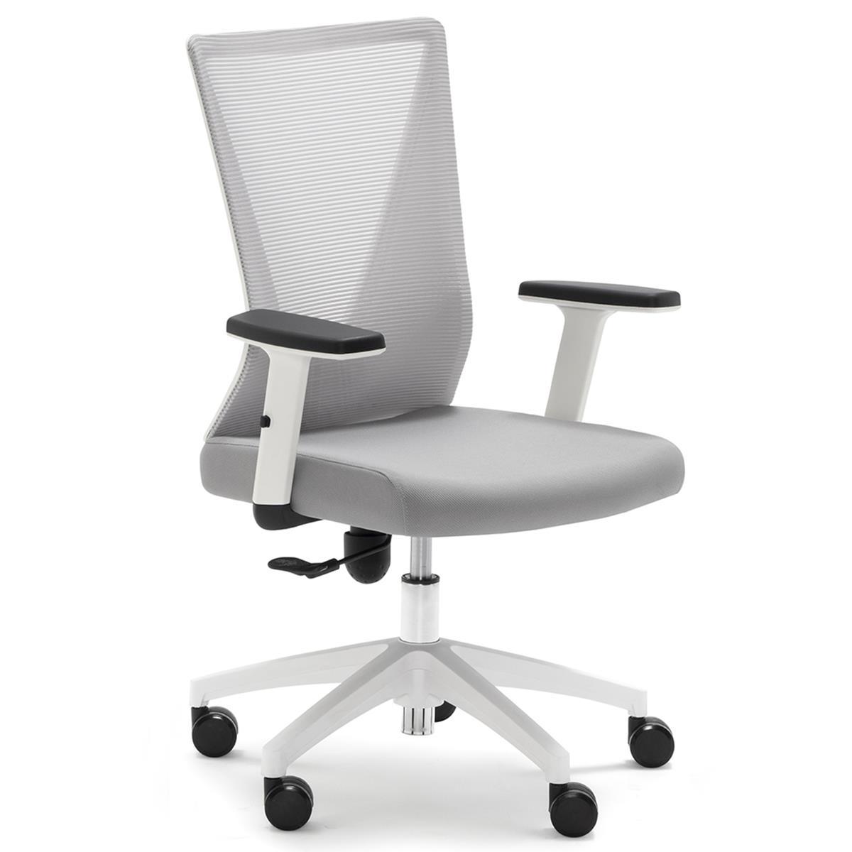 Chaise de Bureau COLMAR, Moderne et Confortable, en Tissu et Maille Respirable, Gris 