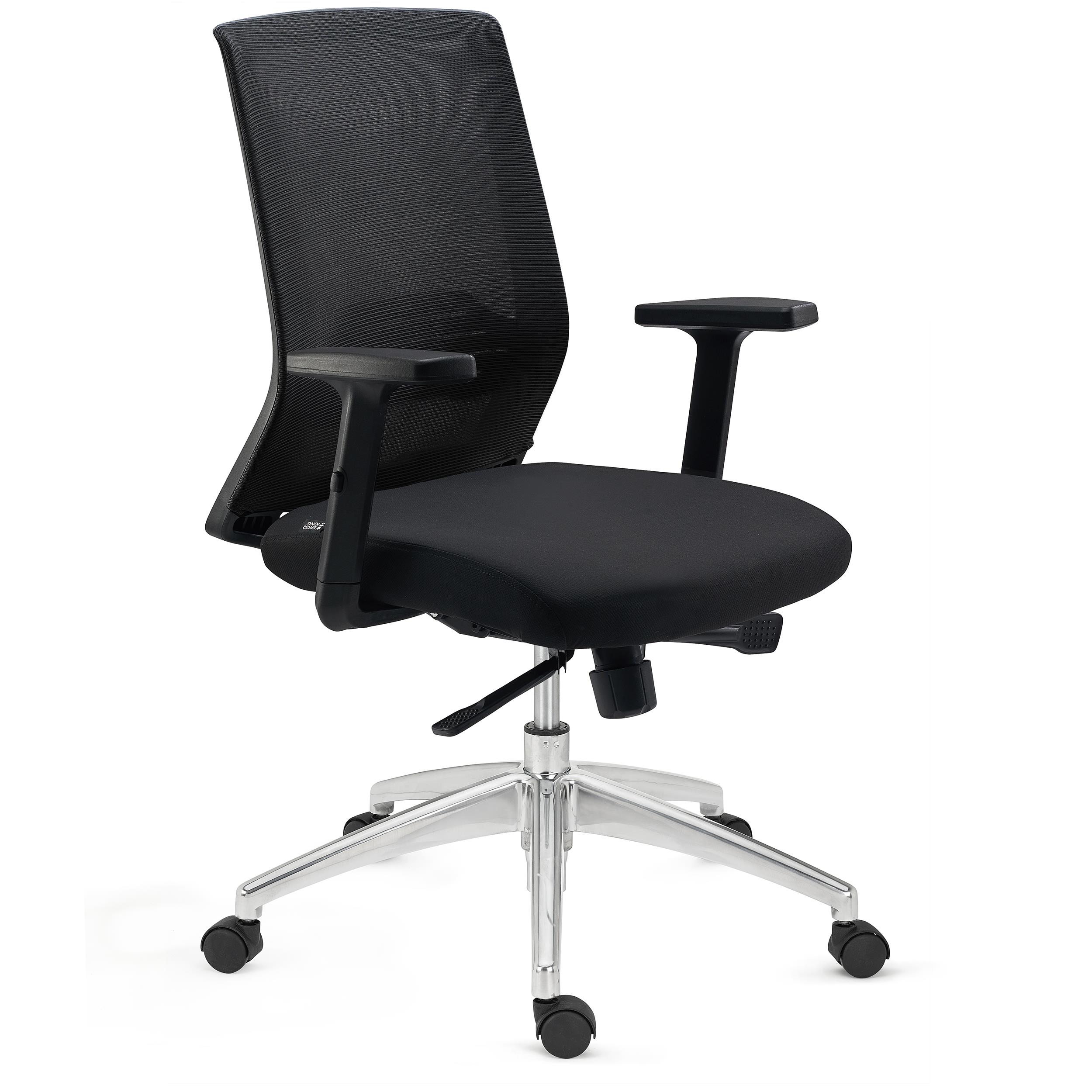 Chaise de Bureau MIAMI PRO, Support Lombaire, Accoudoirs Ajustables, Confortable et Robuste, Noir