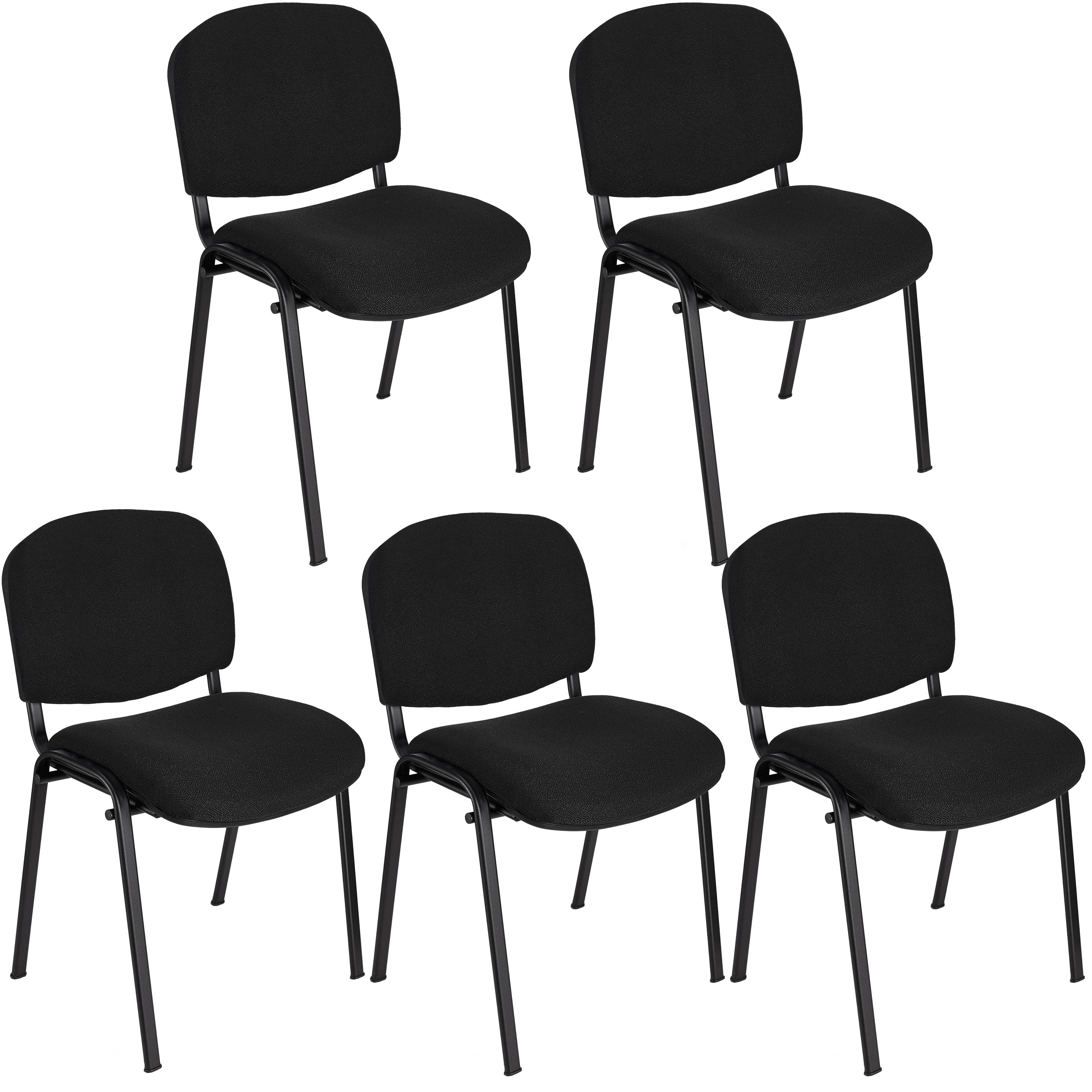 Lot de 5 chaises visiteur MOBY BASE, Commode et Pratique, Prix Incroyable,  Noir et Piétement Noir