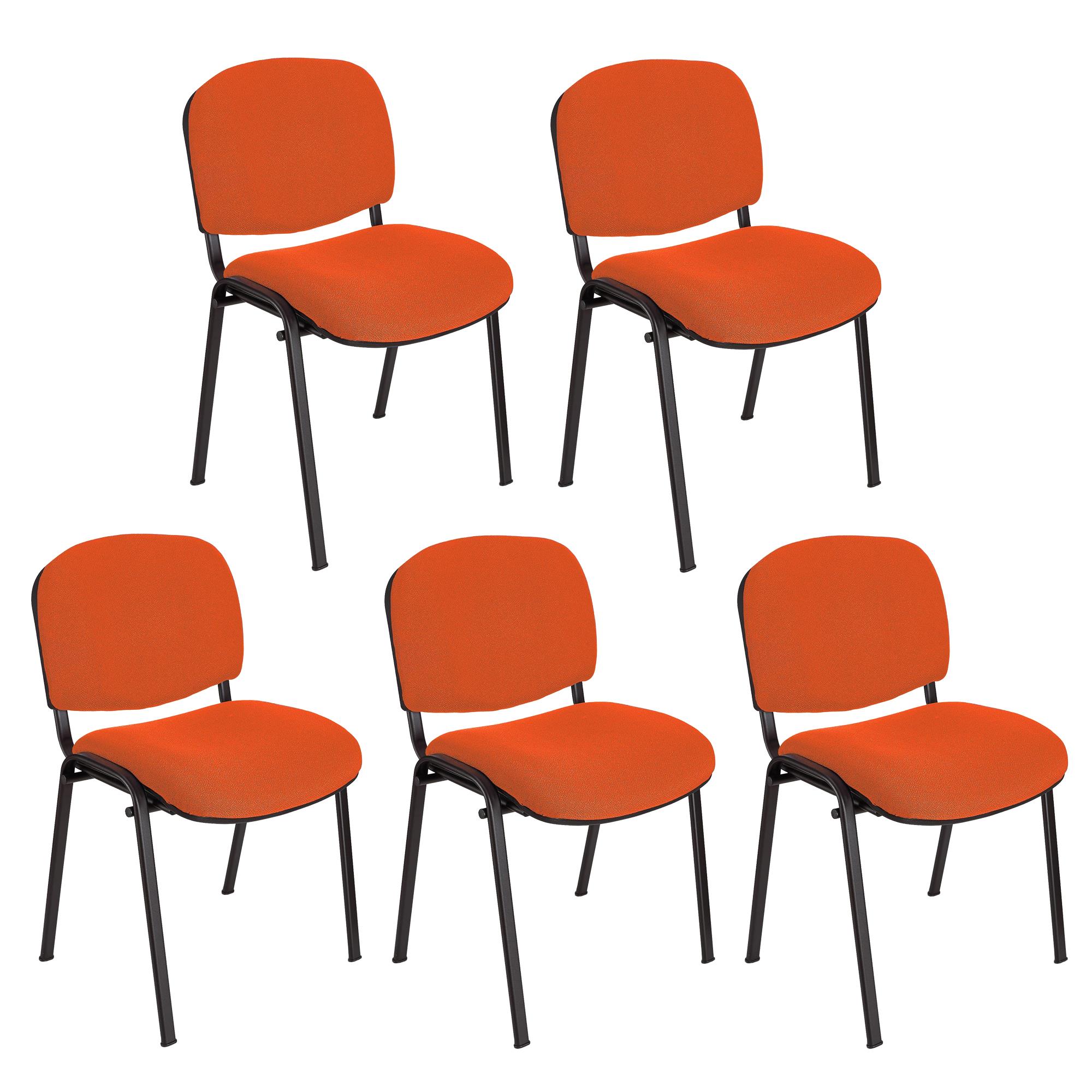 Lot de 5 chaises visiteur MOBY BASE, Commode et Pratique, Prix Incroyable, Orange et Piétement Noir