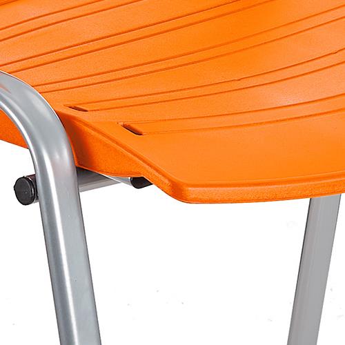 Chaise visiteur ELVA, empilable et très pratique, grande qualité, Orange et Piétement Gris