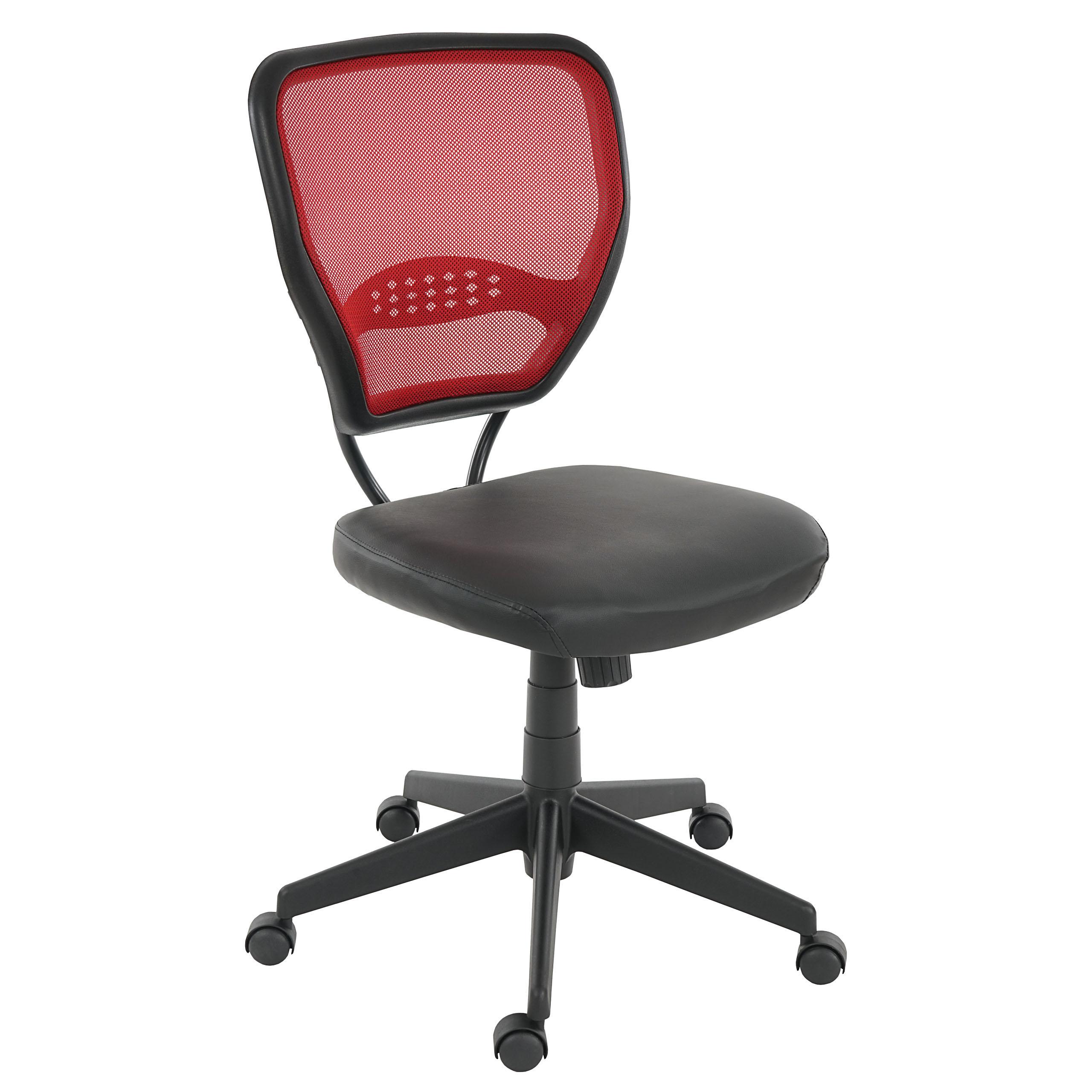 Chaise de bureau XXL (jusqu'à 150kg) TENOYA BASE  sans Accoudoirs, Dossier en maille, Rouge