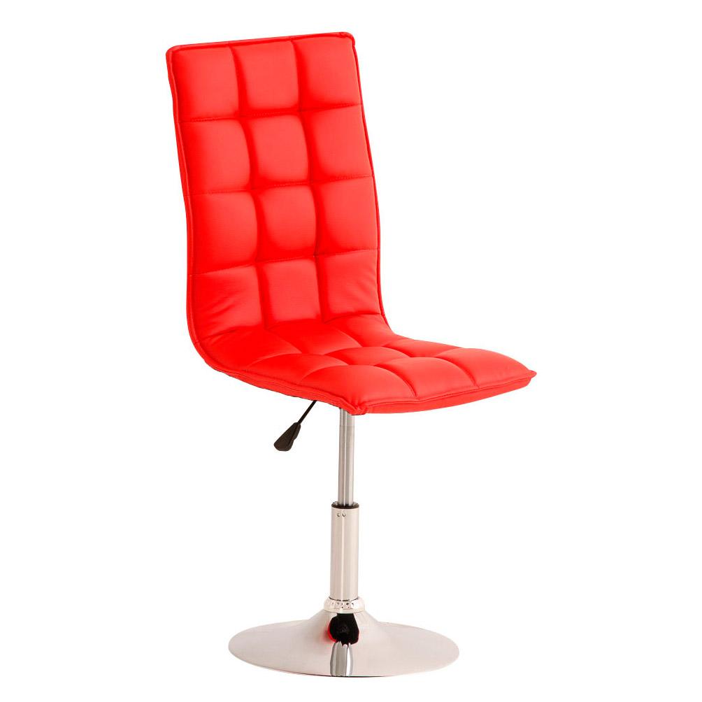 Chaise visiteur BULGARI, ajustable en hauteur, piétement fixe en métal, Revêtement en Cuir, Rouge