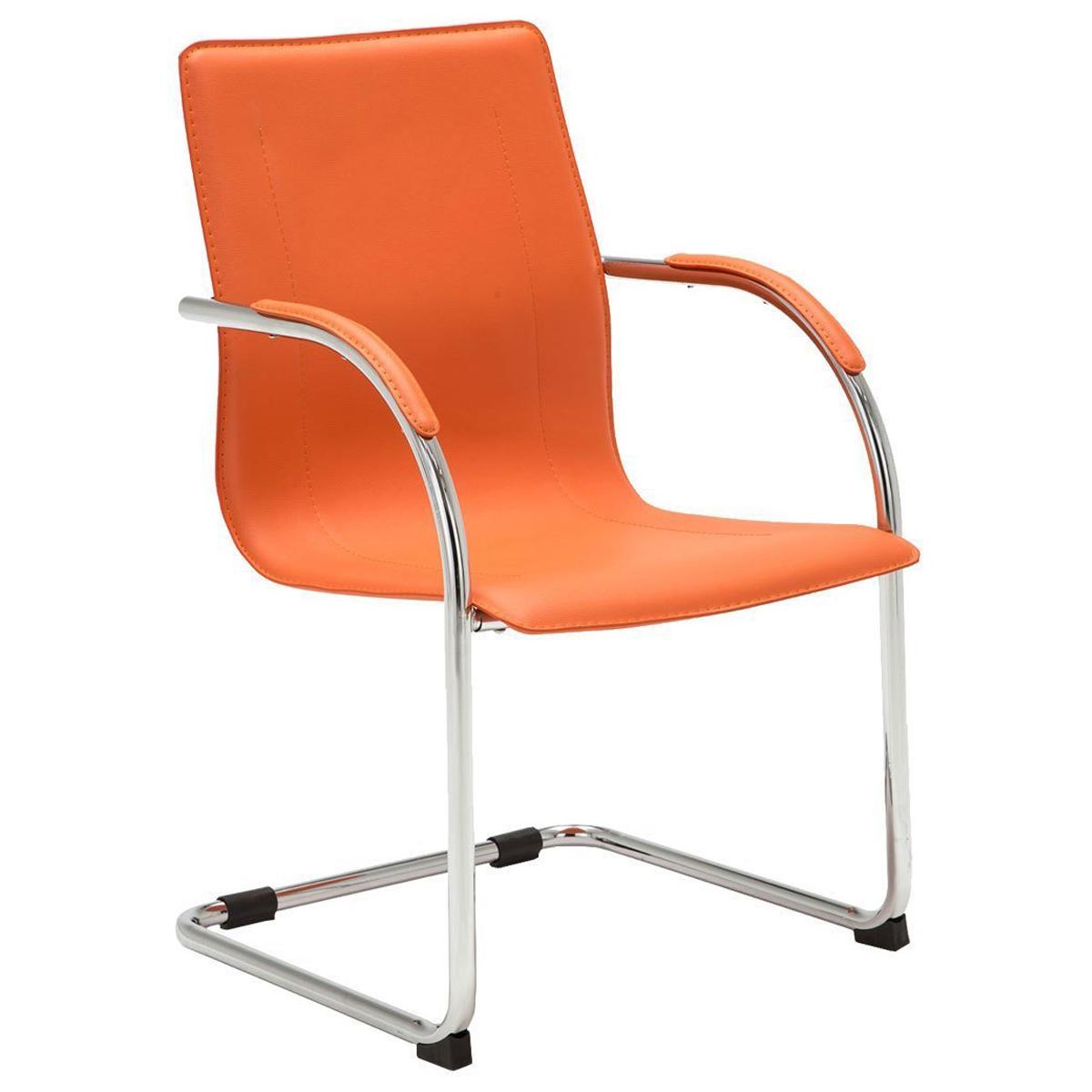 Chaise Visiteur FLAP, Structure Métallique, Design élégant et moderne, Cuir, Orange