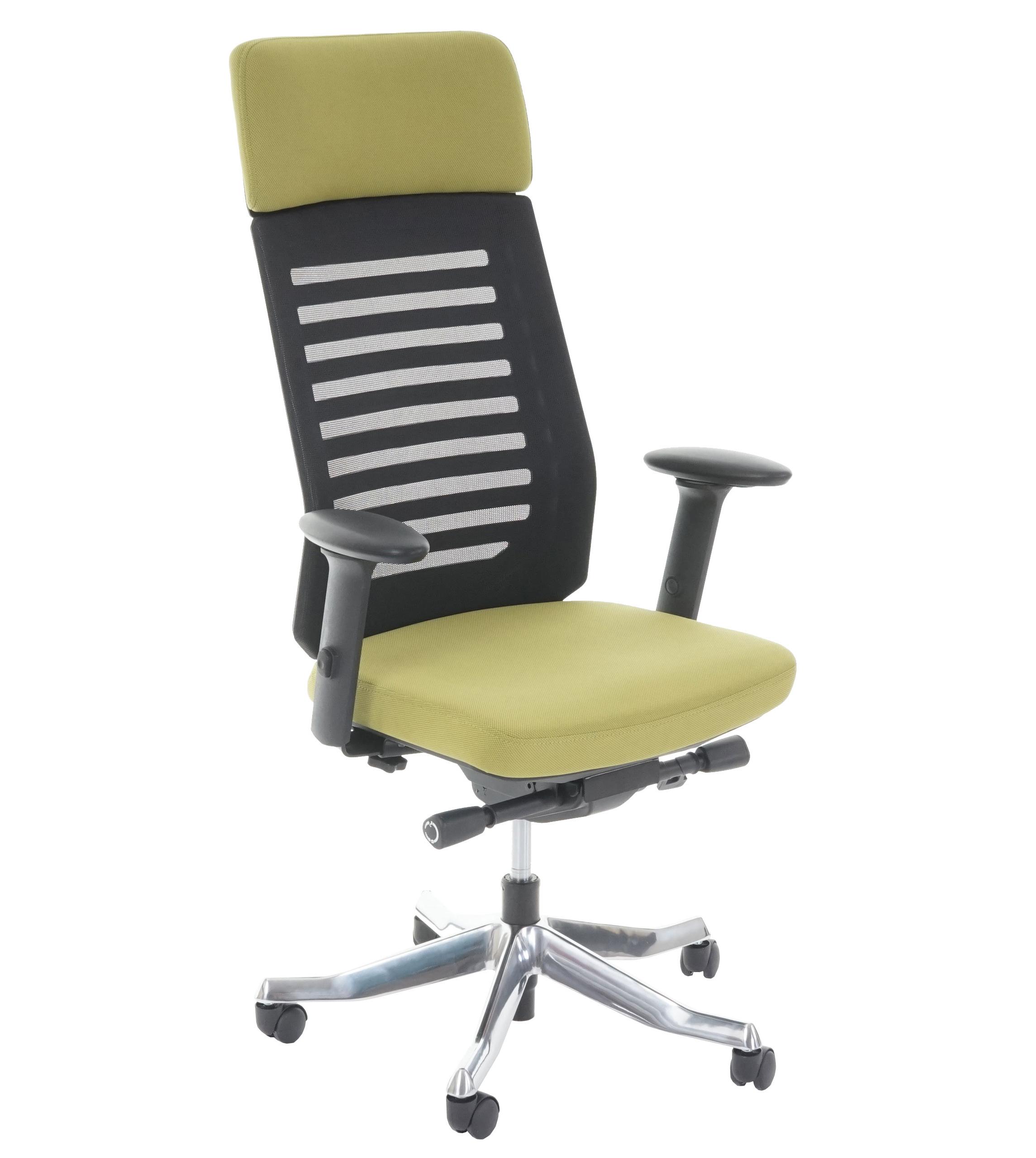 Chaise de bureau LENA PRO, Dossier Ample Ergonomique, Piétement en Aluminium, En Tissu et Maille, Vert