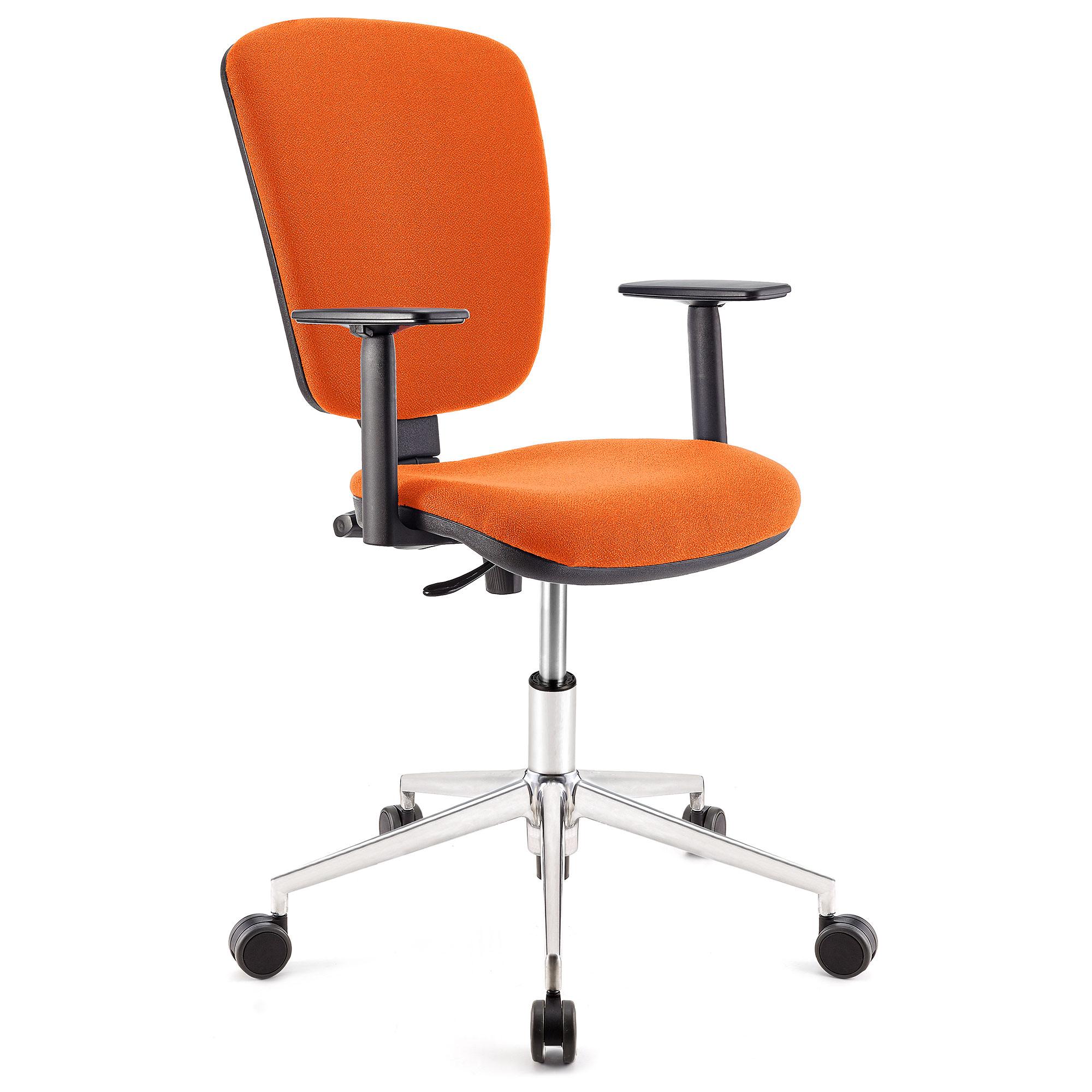 Chaise de bureau CALIPSO PRO, Dossier et Accoudoirs Ajustables, Piétement Métallique, En Tissu Orange