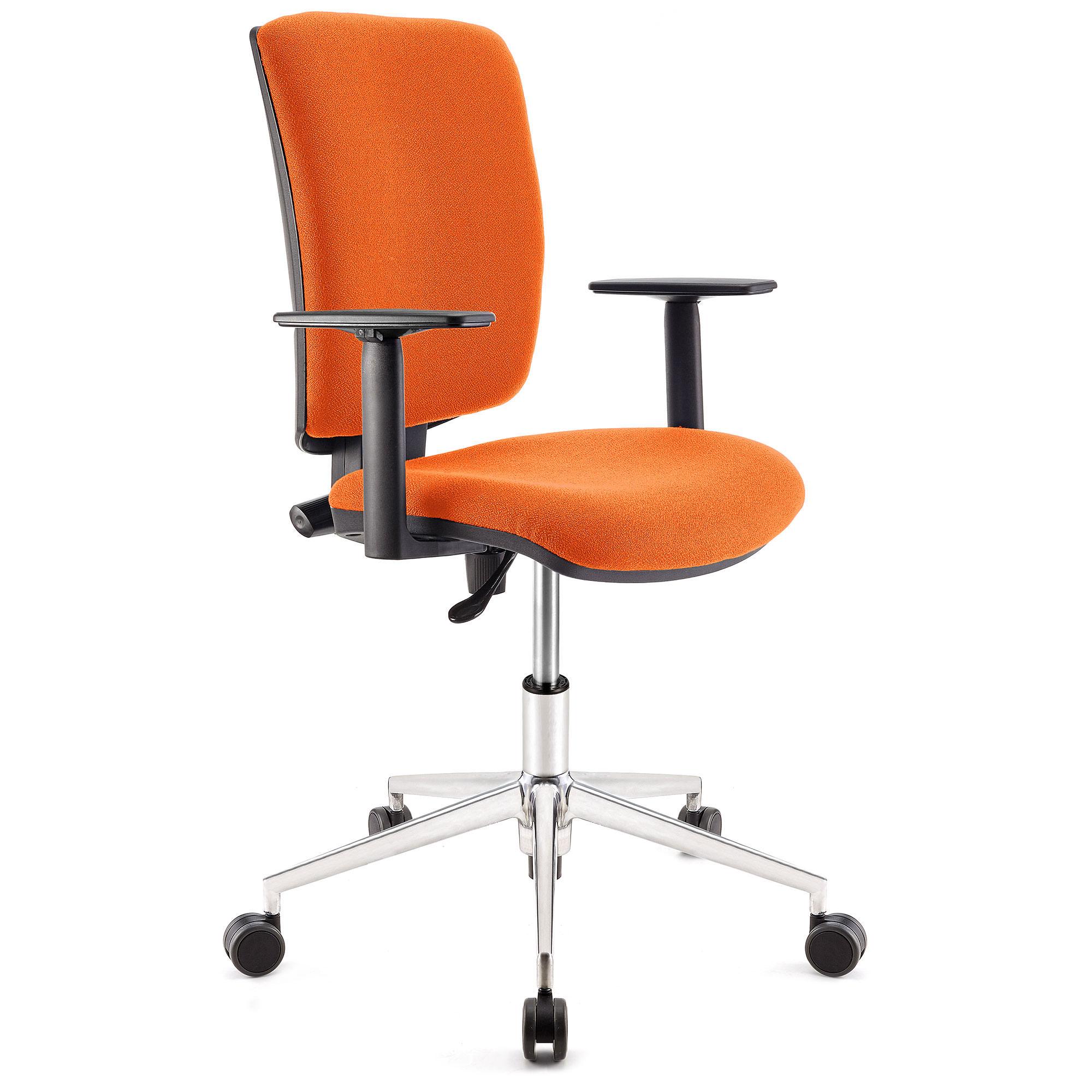 Chaise de Bureau ATLAS PRO, Dossier et Accoudoirs Ajustables, Piétement métallique, en tissu Orange