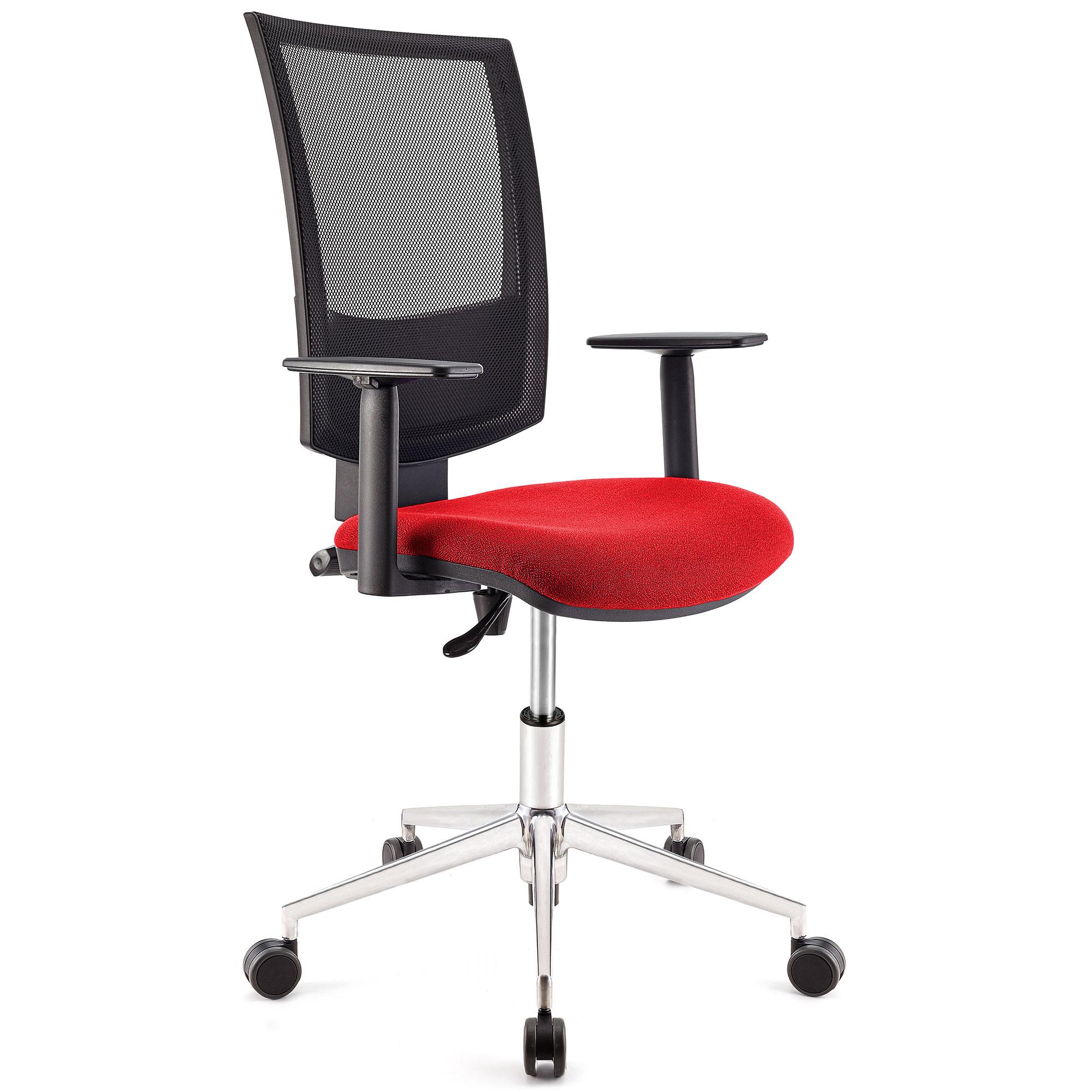 Chaise de Bureau PANDORA PRO, Accoudoirs Ajustables, Piétement Metallique, Rembourrage épais, Rouge