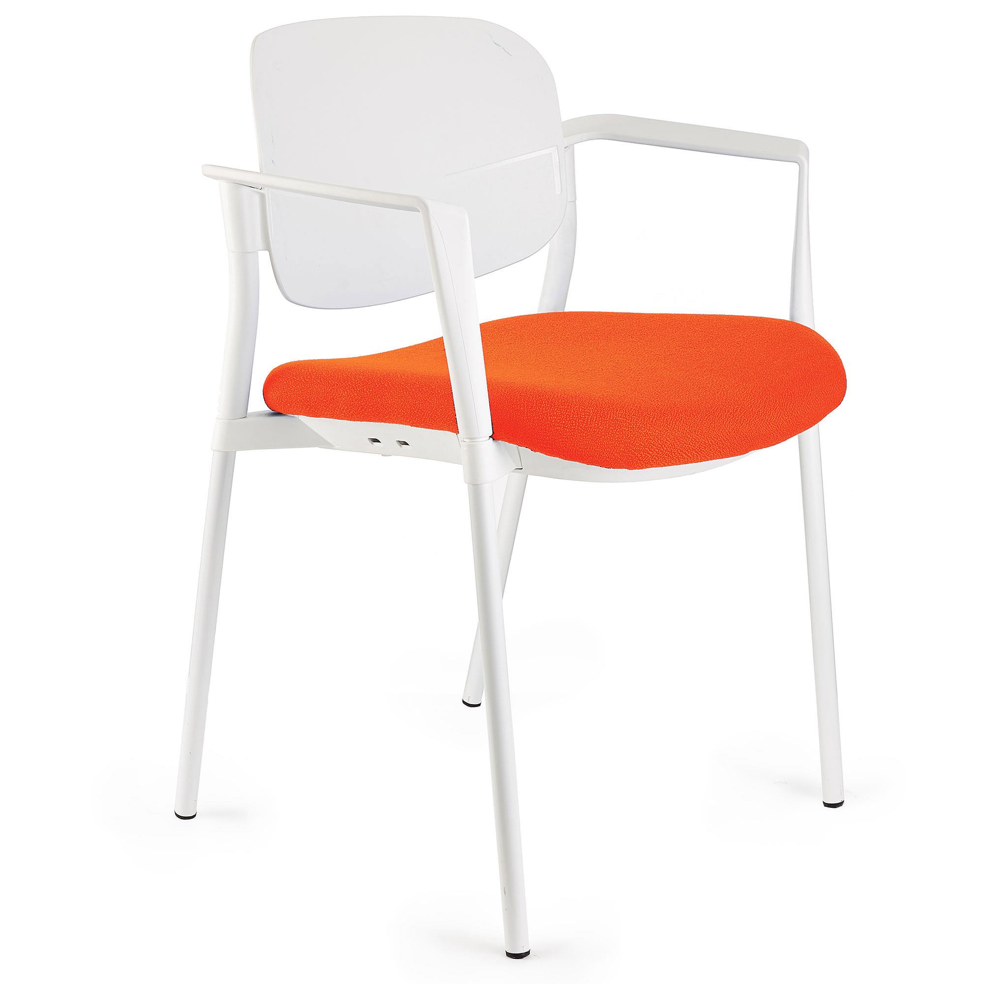 Chaise de réunion ERIC, Commode et Pratique, Empilable, Orange