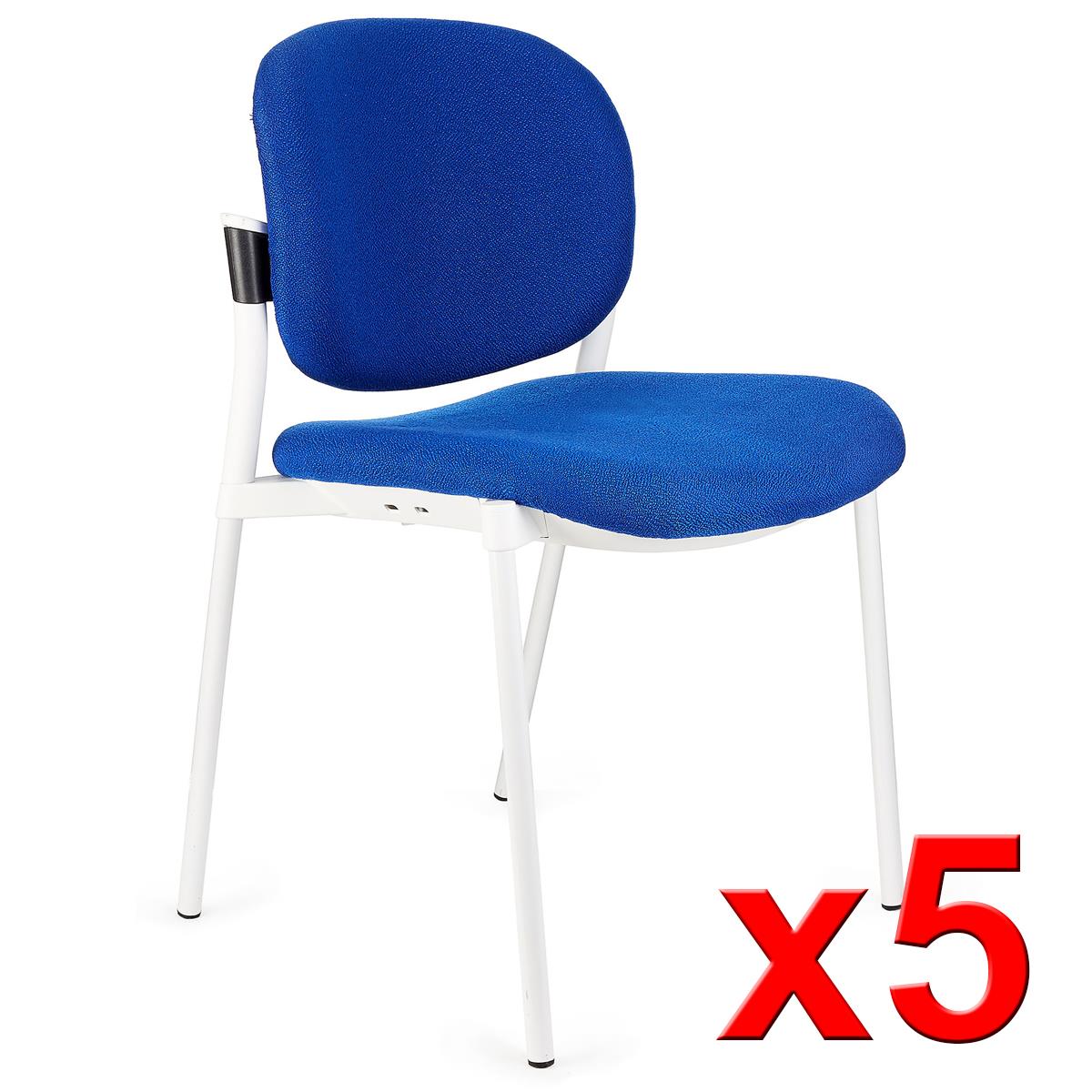 Lot de 5 chaises de réunion ERIC avec DOSSIER REMBOURRÉ, Commodes et Pratiques, Empilables, Bleu