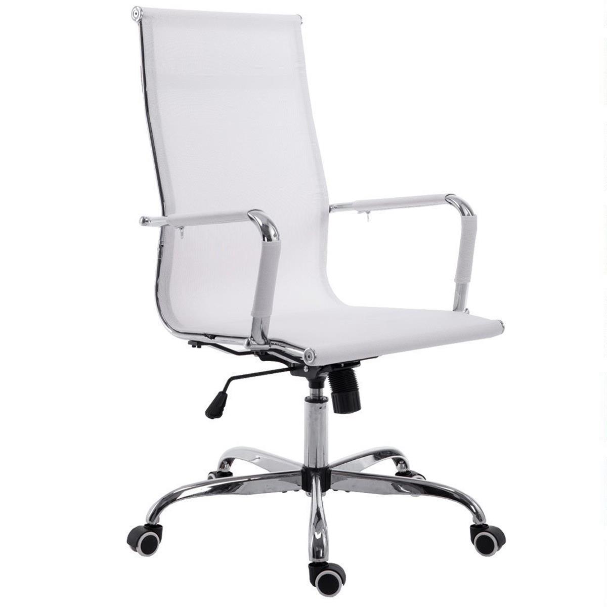 Chaise de bureau ITALIE, Structure Métallique, Magnifique Design en Maille Respirable, Blanc