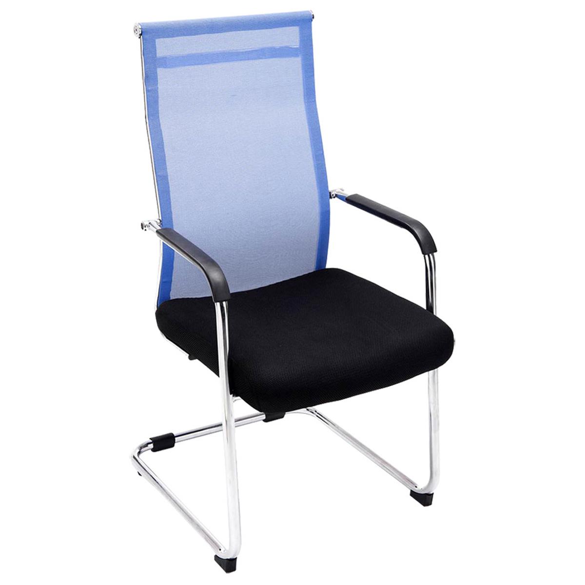Chaise visiteur BREMEN, Structure Métallique, en Maille Respirable, Noir/ Bleu