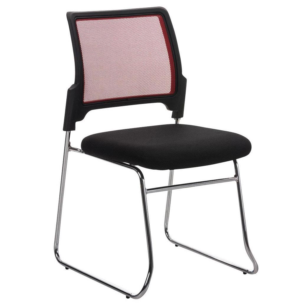 Chaise visiteur CRANTON, Empilable, Structure Métallique, Tissu et Maille Respirable, Rouge