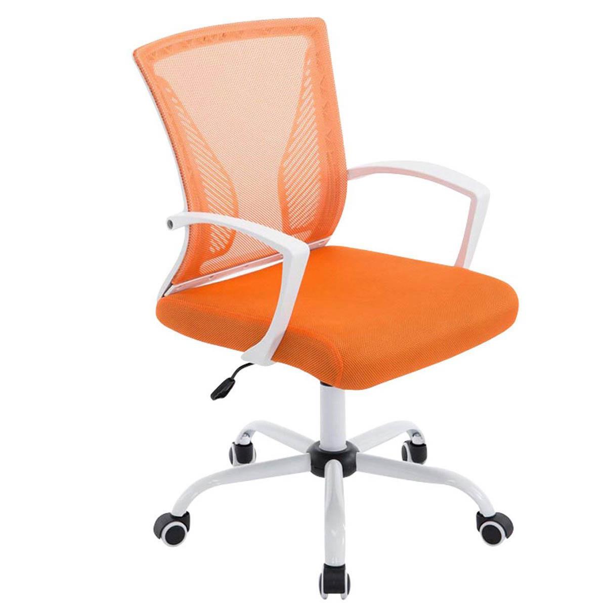 Chaise de bureau CUBA WHITE, Structure Métallique, en Maille Respirable, Orange