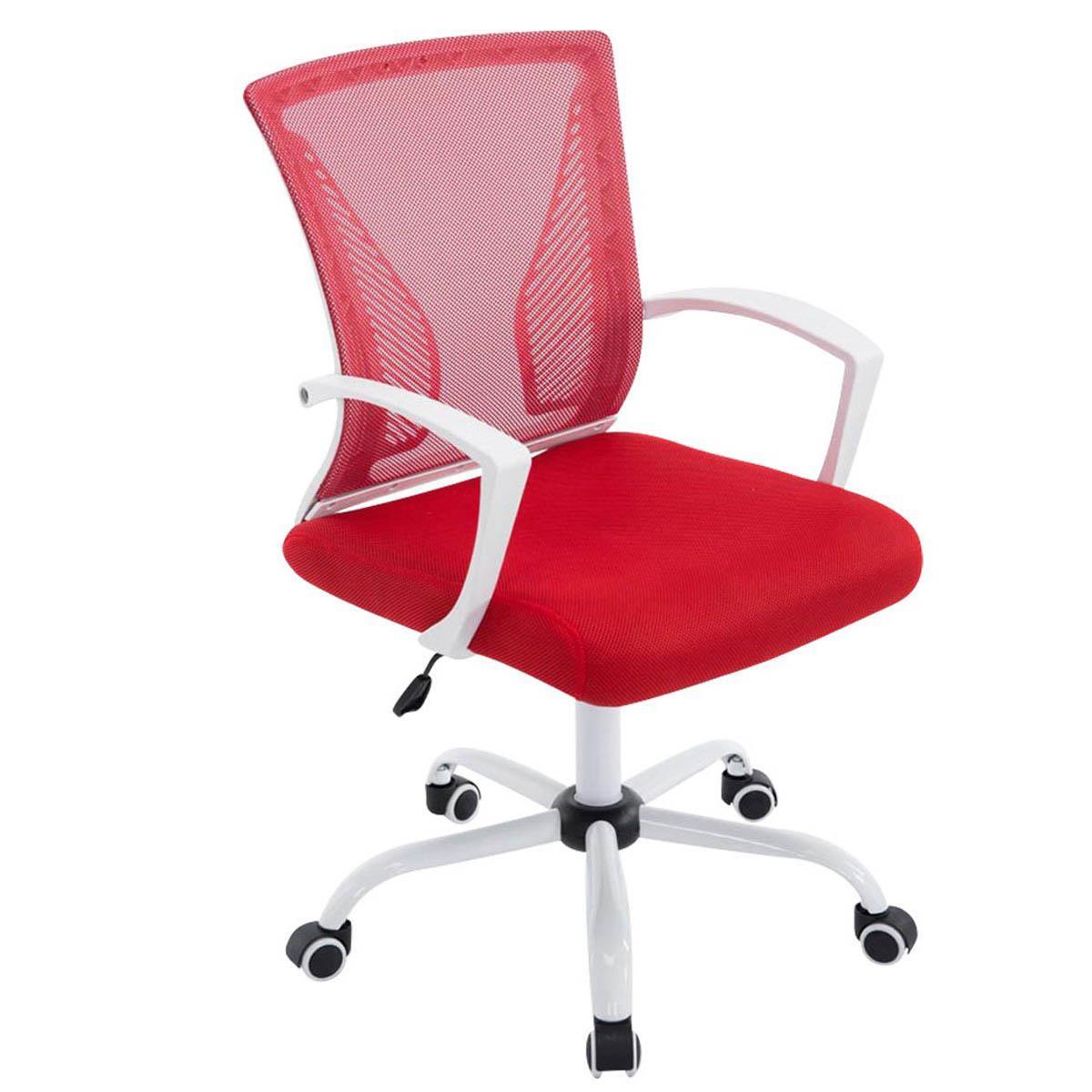 Chaise de bureau CUBA WHITE, Structure Métallique, en Maille Respirable, Rouge