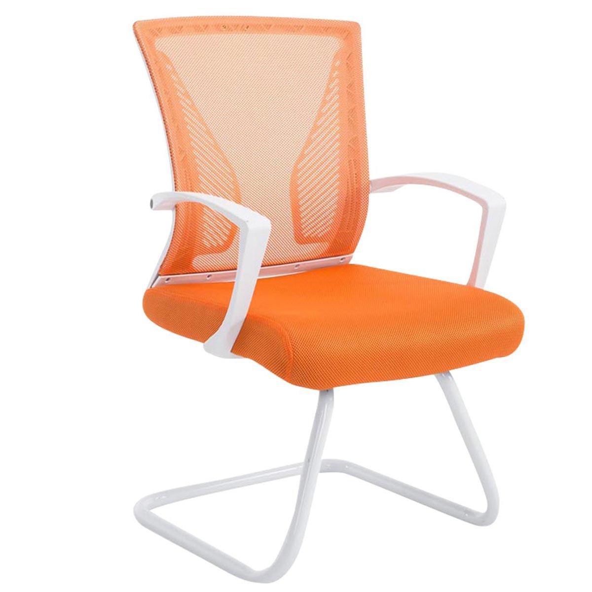 Chaise visiteur CUBA WHITE V, Structure Métallique, en Maille Respirable, Orange