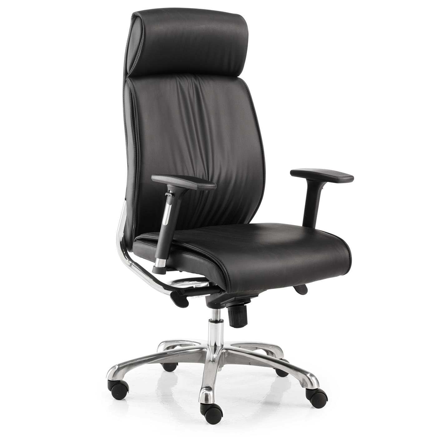 Chaise de bureau DALI, Grande Qualité et Design, Mécanisme Synchrone, Cuir, Noir