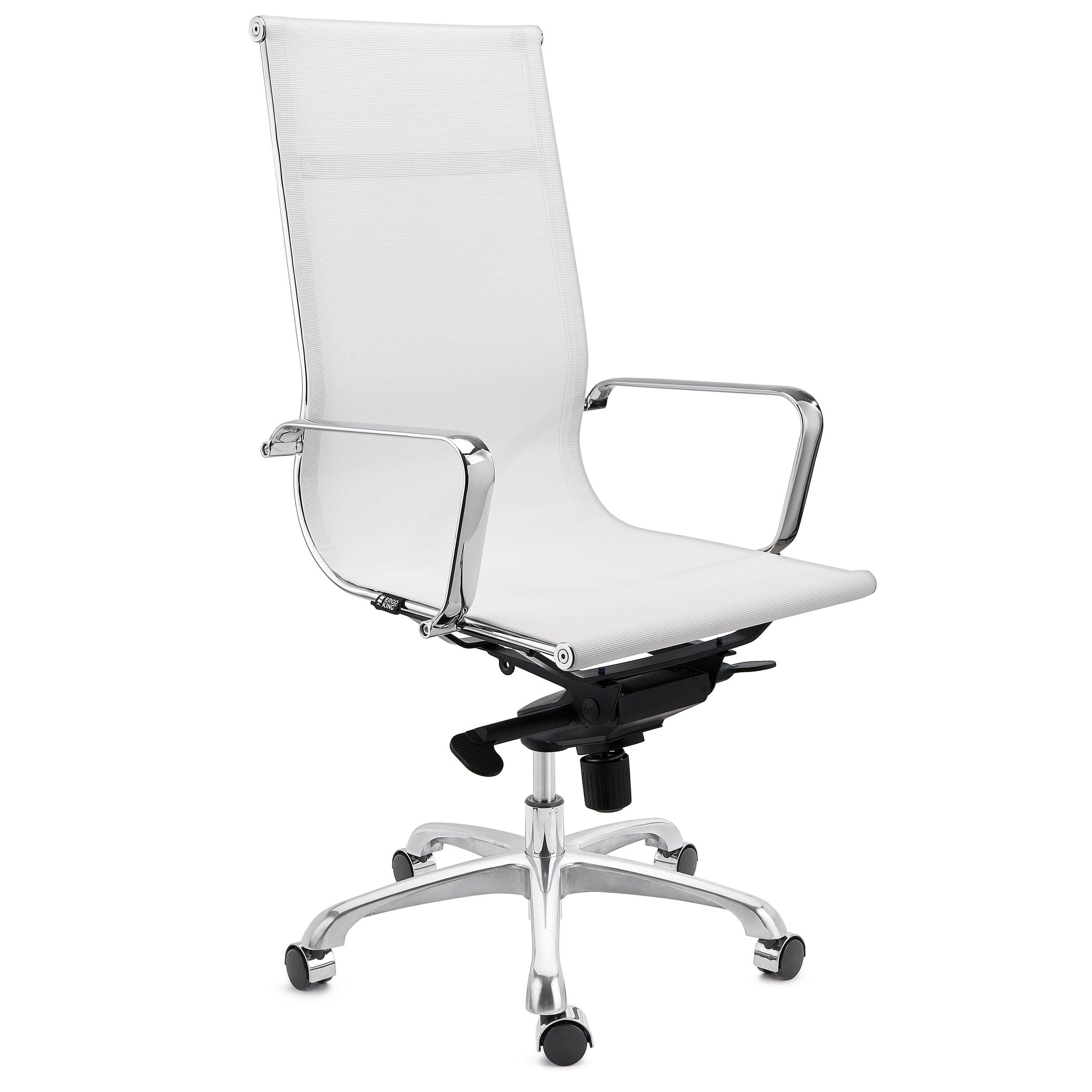 Chaise de bureau DOMI, Structure Métallique Chromée, Design élégant, En Maille, Blanc