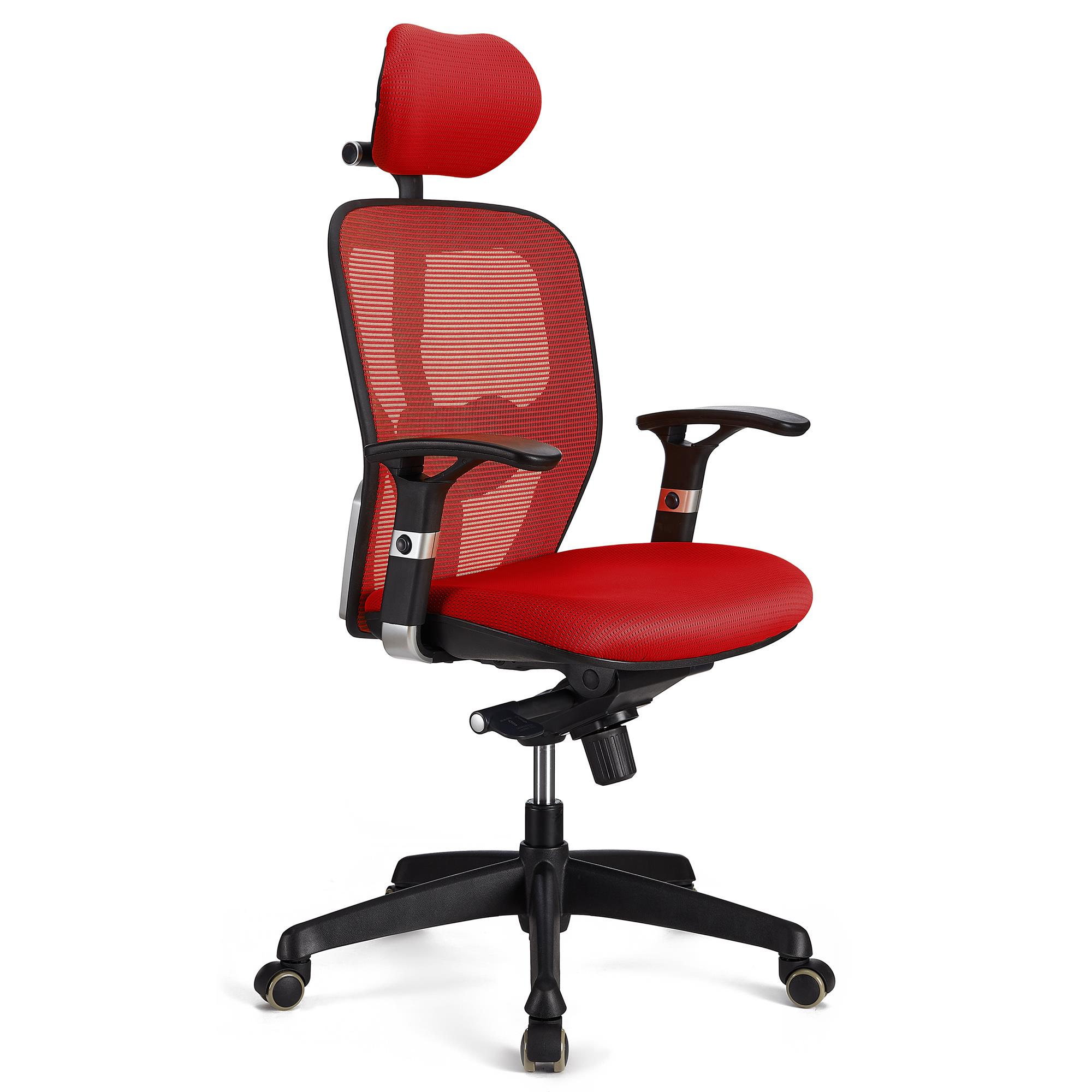 Chaise ergonomique FELIX PRO, Support Lombaire Ajustable, Adapté utilisation 8h, Rouge