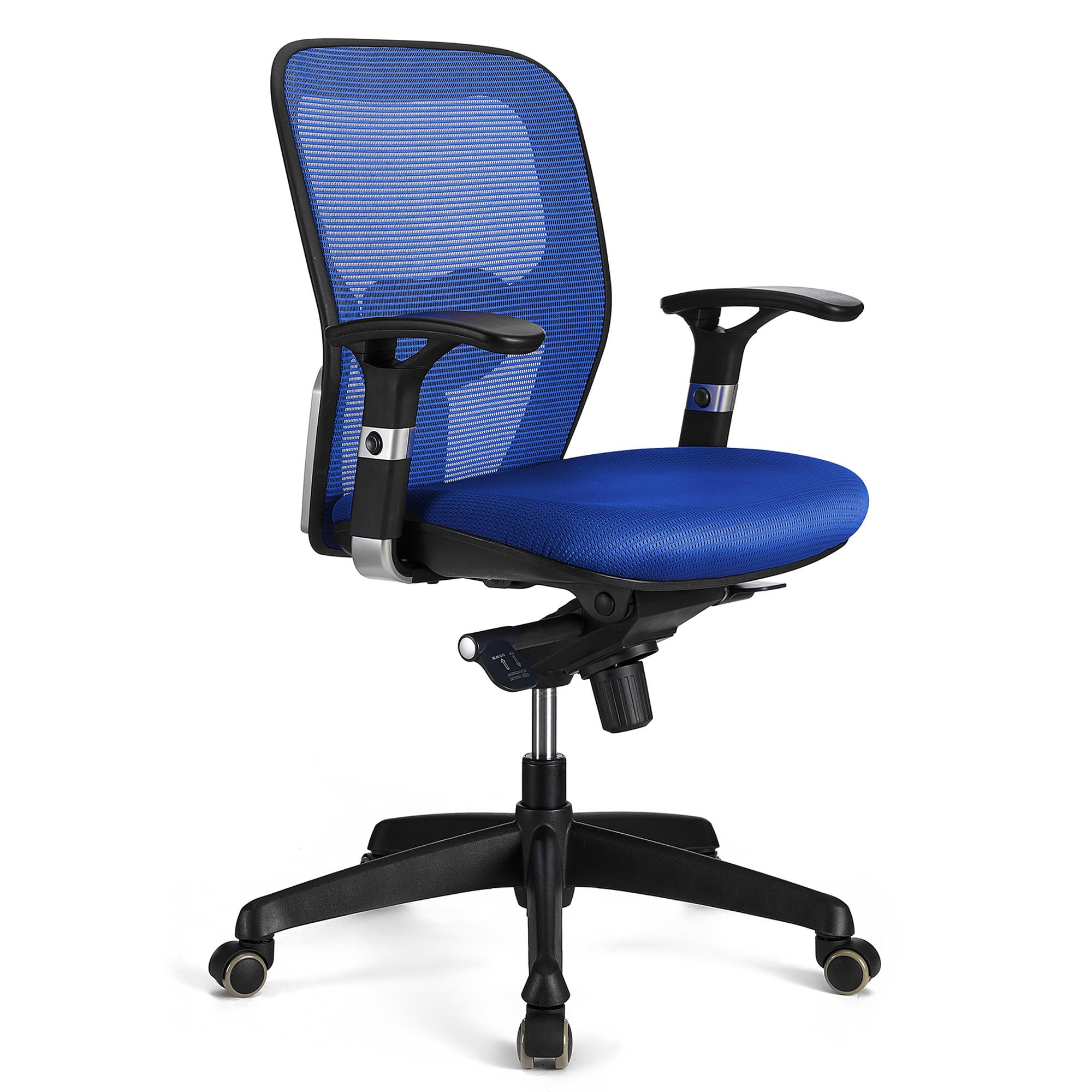 Chaise ergonomique FELIX, Support Lombaire Ajustable, Adapté utilisation 8h, Bleu