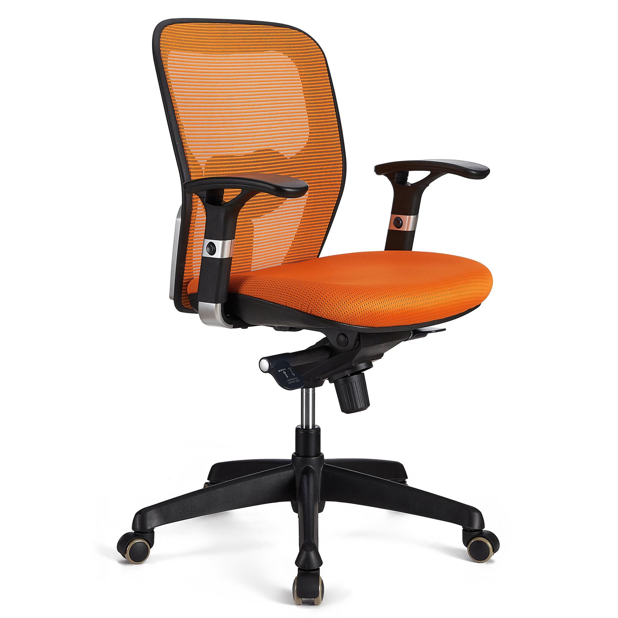 Chaise ergonomique FELIX, Support Lombaire Ajustable, Adapté utilisation 8h, Orange