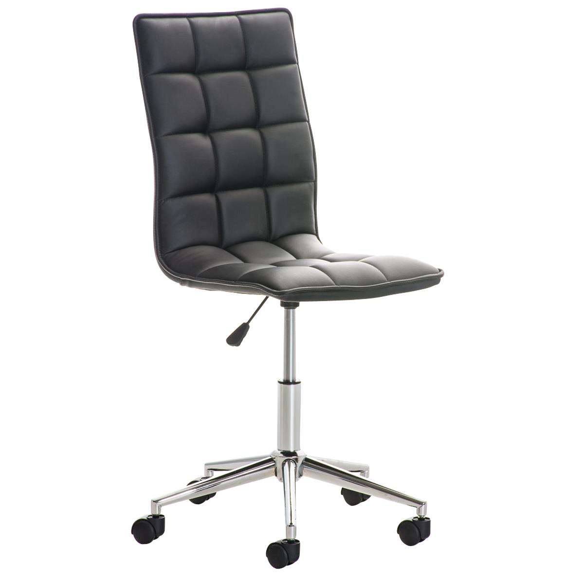 Chaise de bureau BULGARI, Design Sublime, Piétement Métallique, revêtement en Cuir, Noir