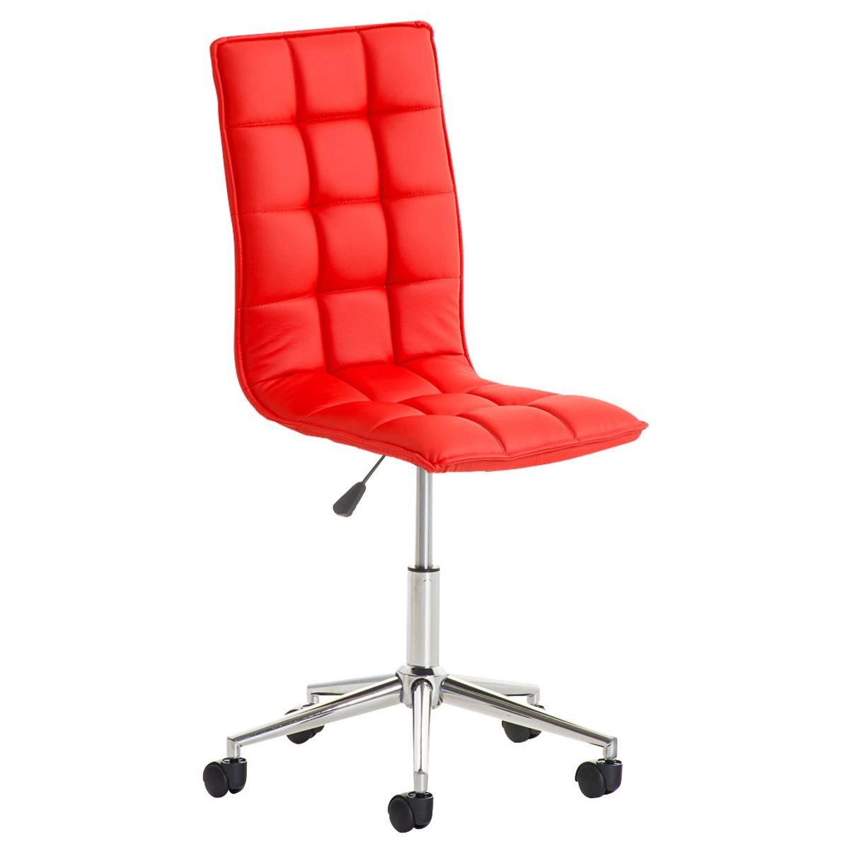 Chaise de bureau BULGARI, Design Sublime, Piétement Métallique, revêtement en Cuir, Rouge