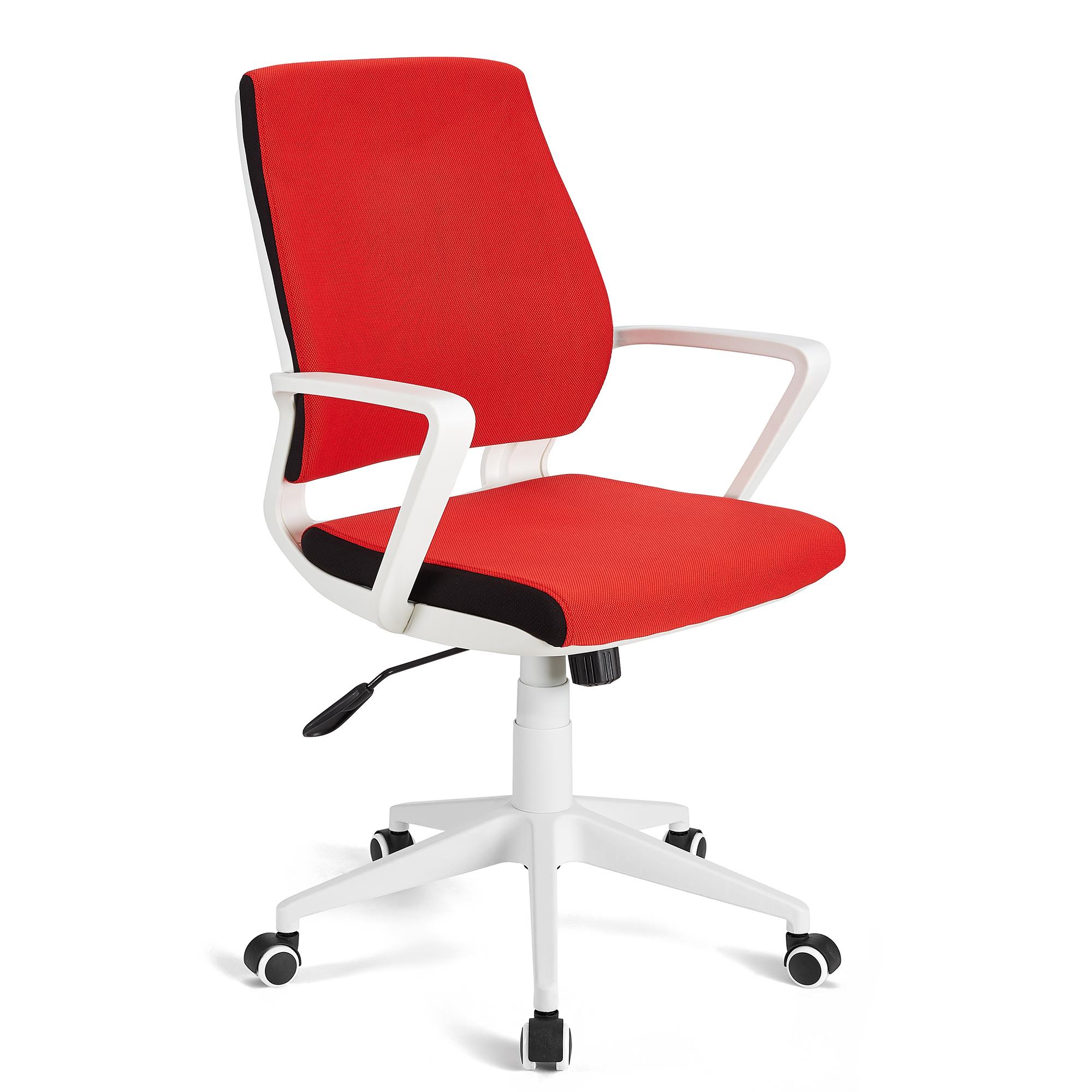 Chaise de bureau IRMA, Structure en Blanc, Mécanisme Basculant, En Tissu, Rouge