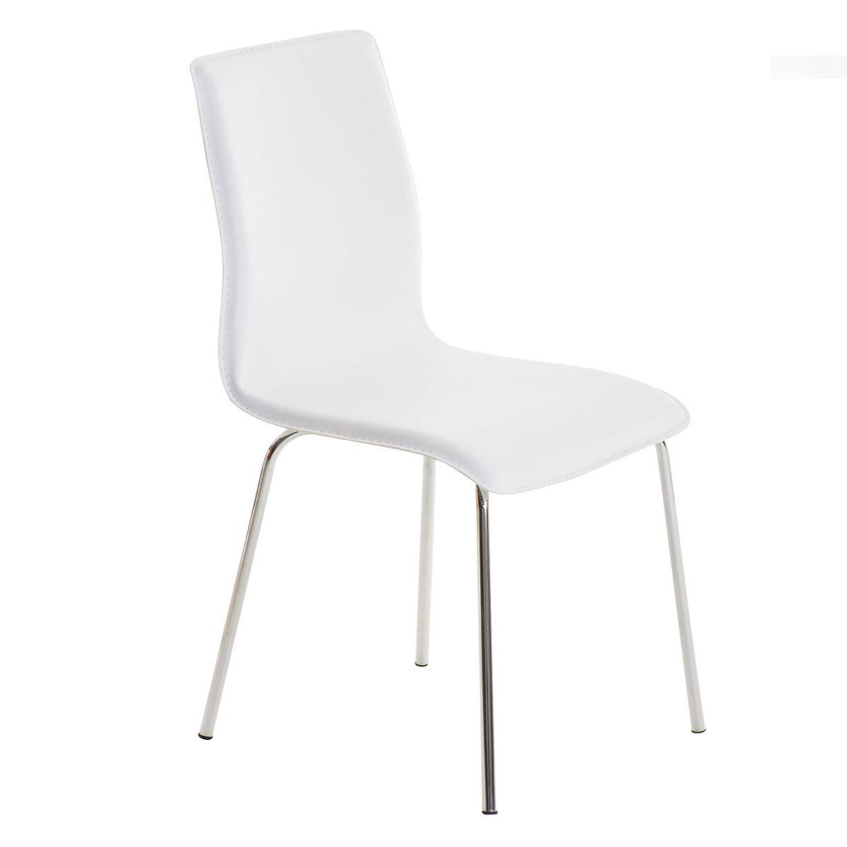Chaise visiteur MIKI, Design exclusif, Revêtement Cuir, Blanc