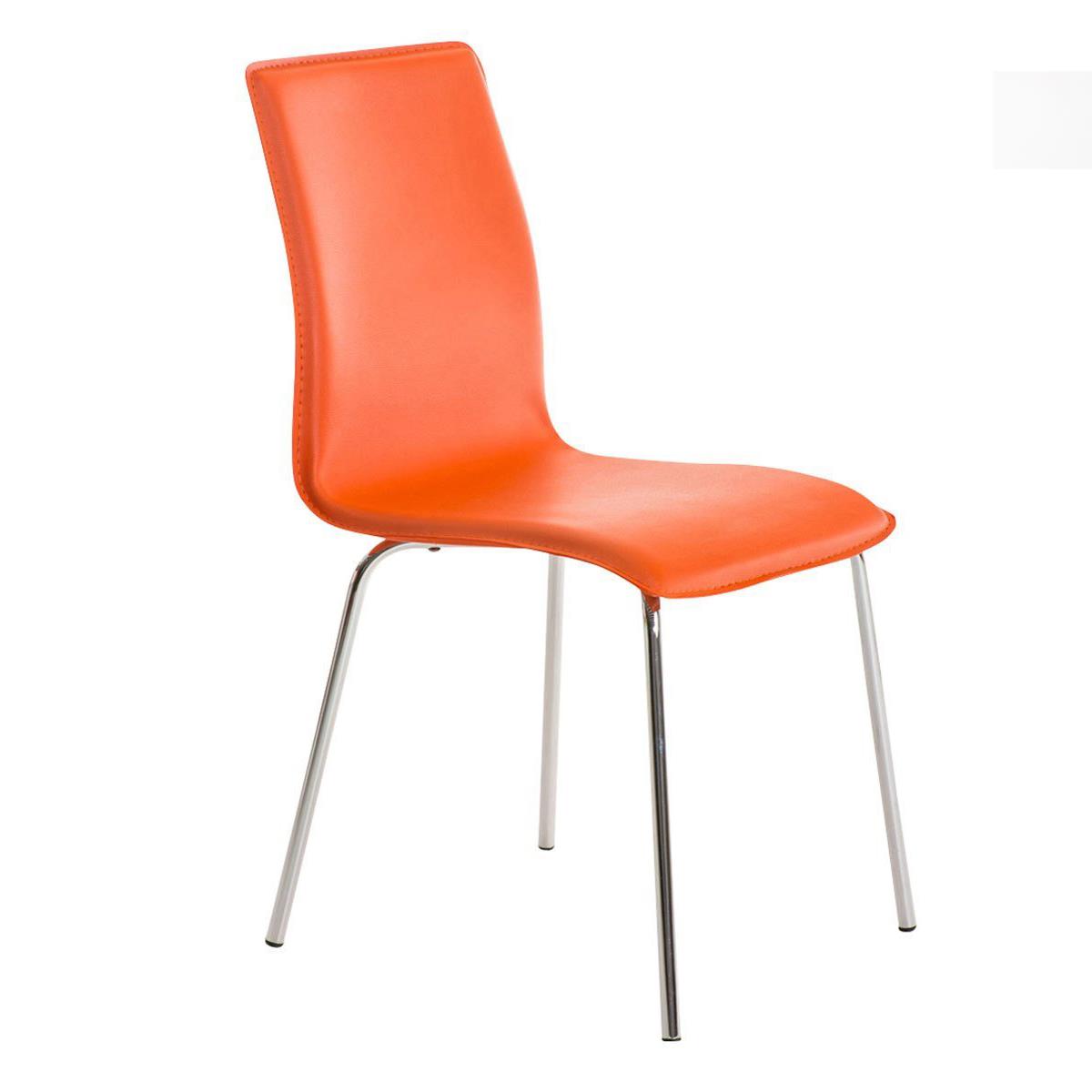 Chaise visiteur MIKI, Design exclusif, Revêtement Cuir, Orange