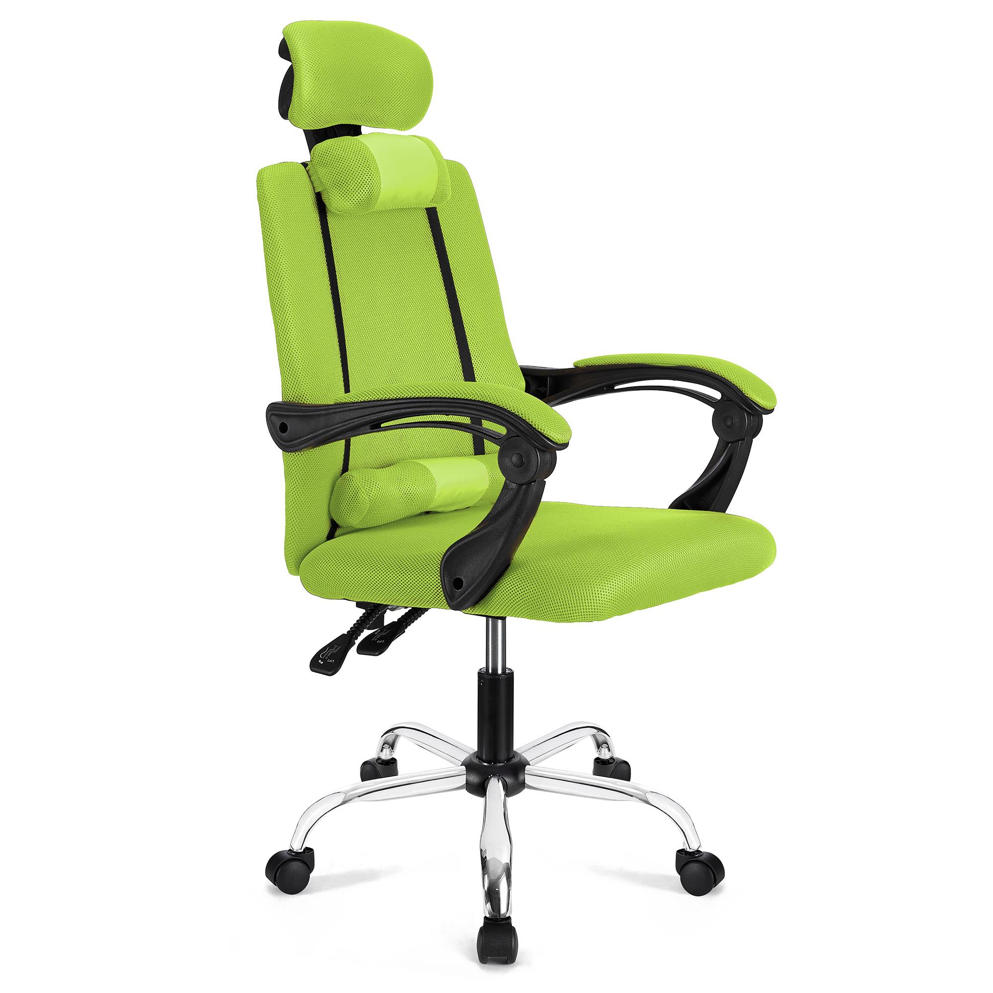 Chaise Ergonomique FABIO, inclinable, avec coussins, en Maille Respirable, Vert