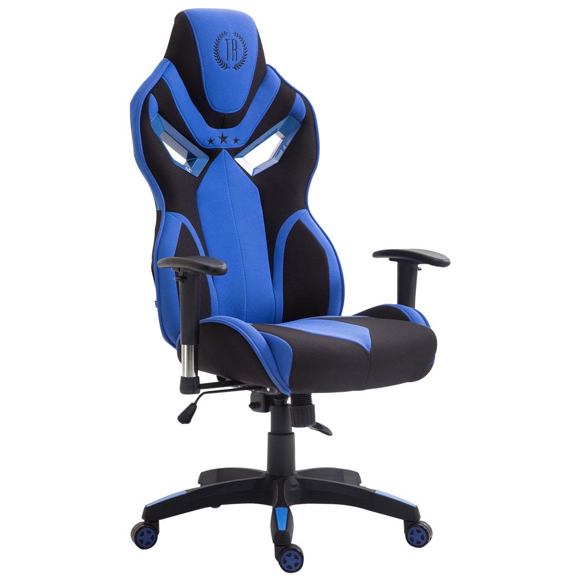 Chaise de bureau HAMIL, design ergonomique, en tissu, Noir / bleu