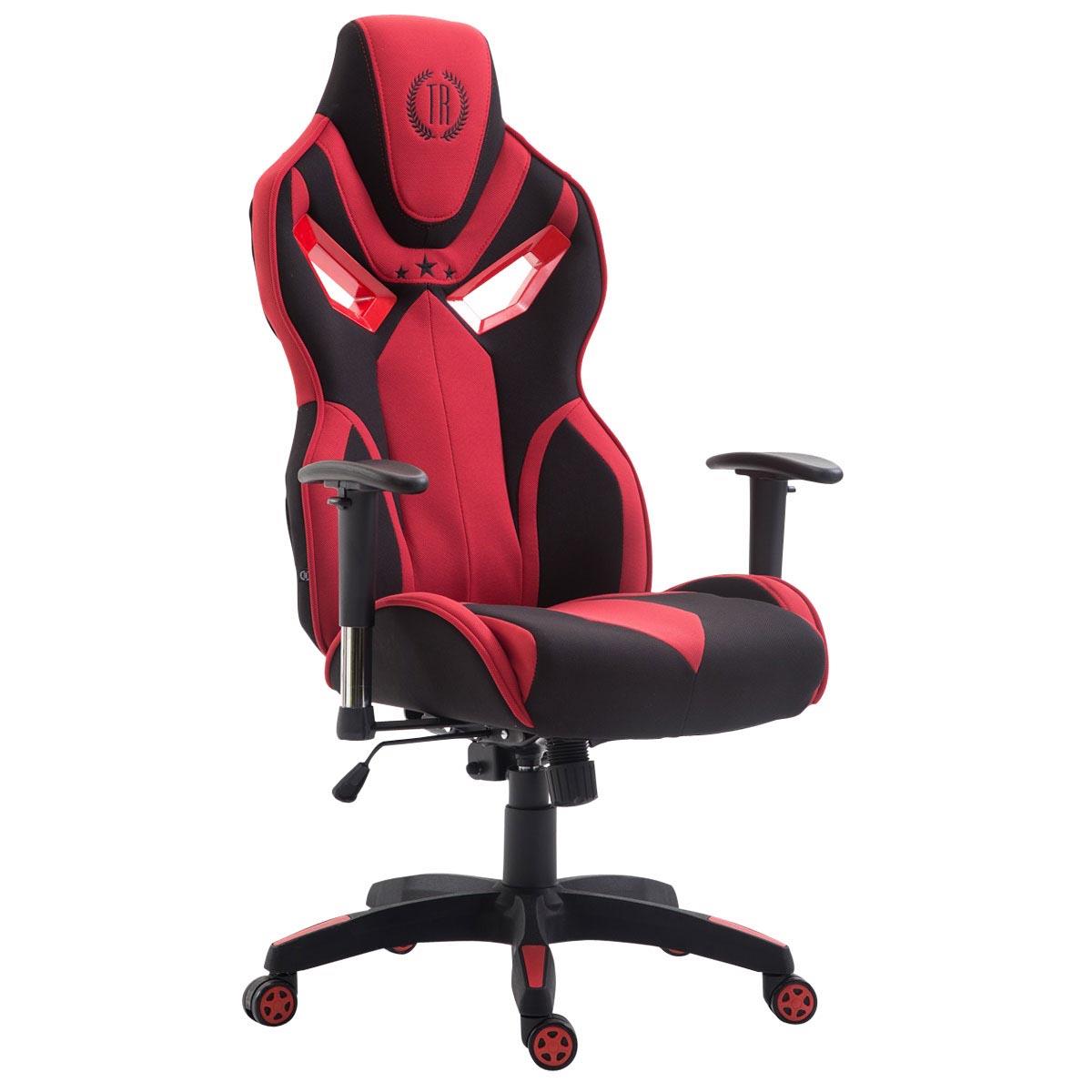 Chaise de bureau HAMIL, design ergonomique, en tissu, Noir / rouge