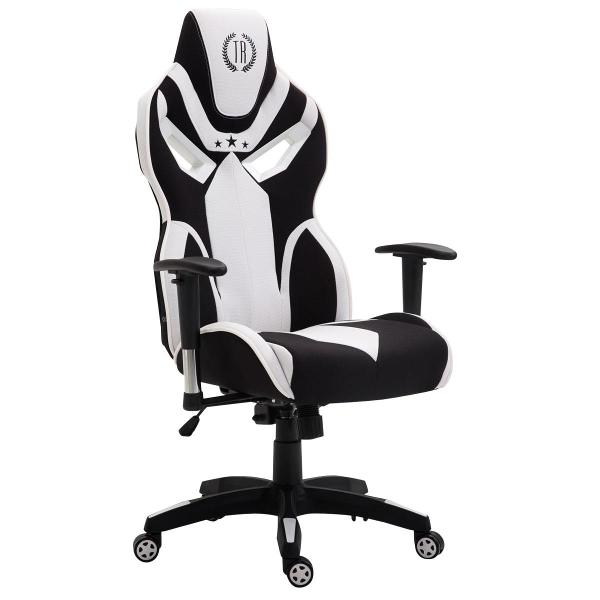 Chaise de bureau HAMIL, design ergonomique, en tissu, Noir / blanc