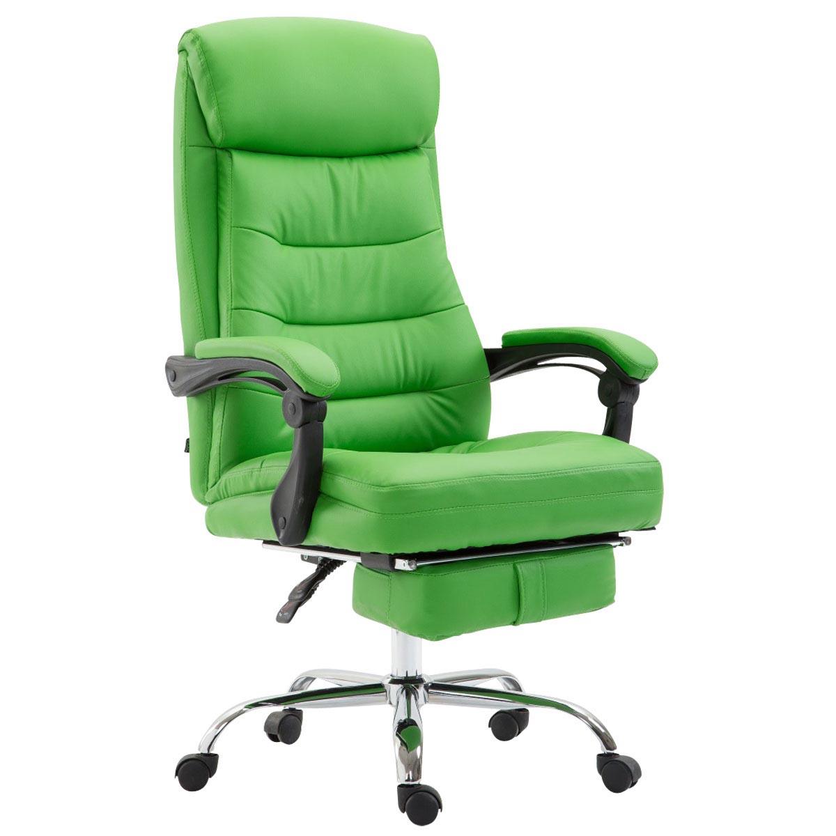 Chaise de bureau ARNO, repose-pieds, cuir, Vert