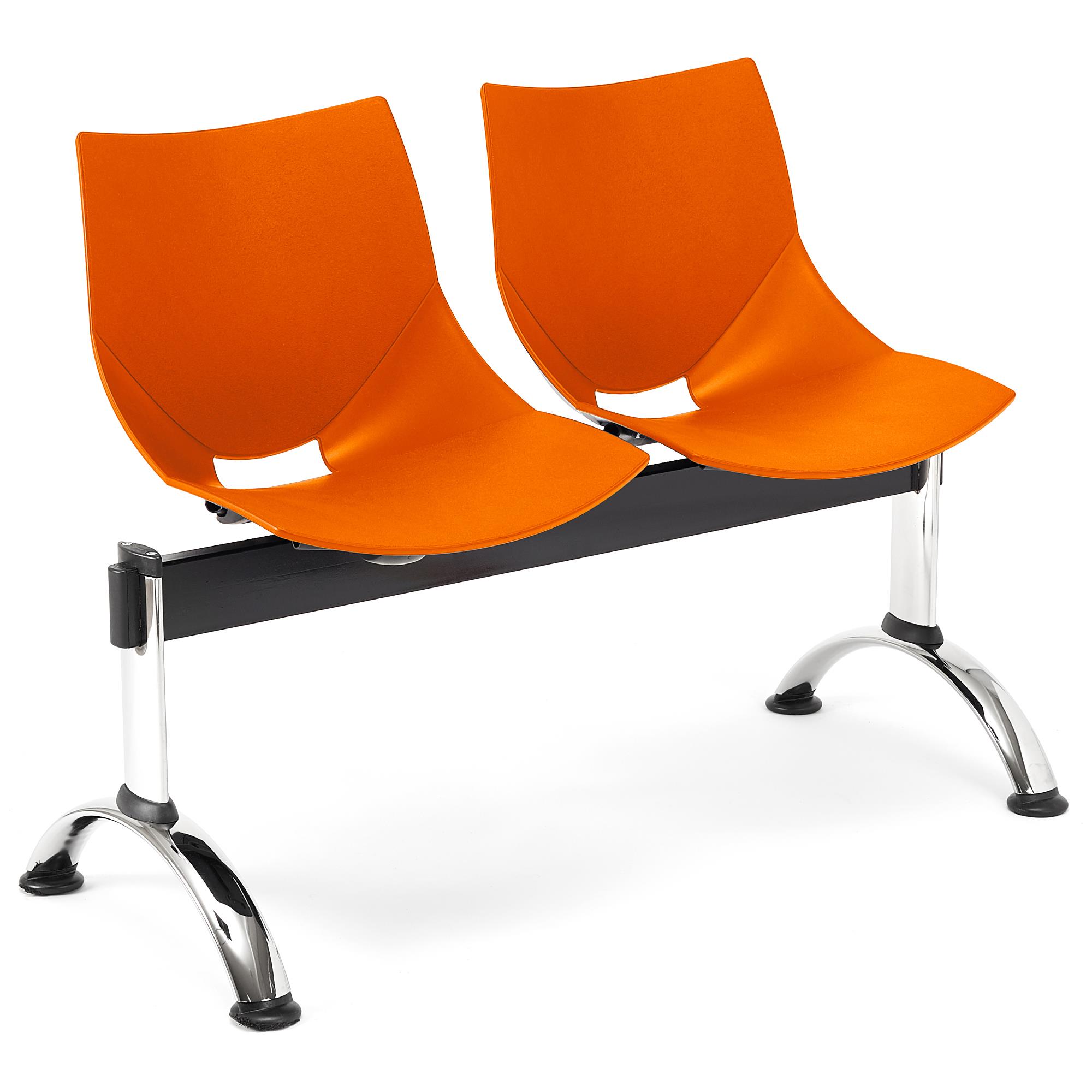 Banc salle d'attente 2 sièges AMIR, Structure en Métal, Plastique Orange