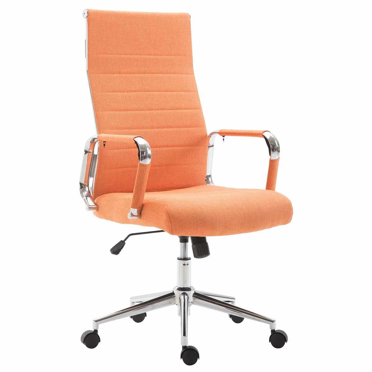 Chaise de bureau KOLMU TISSU, Piétement métallique, Design avec des coutures élégantes, Orange