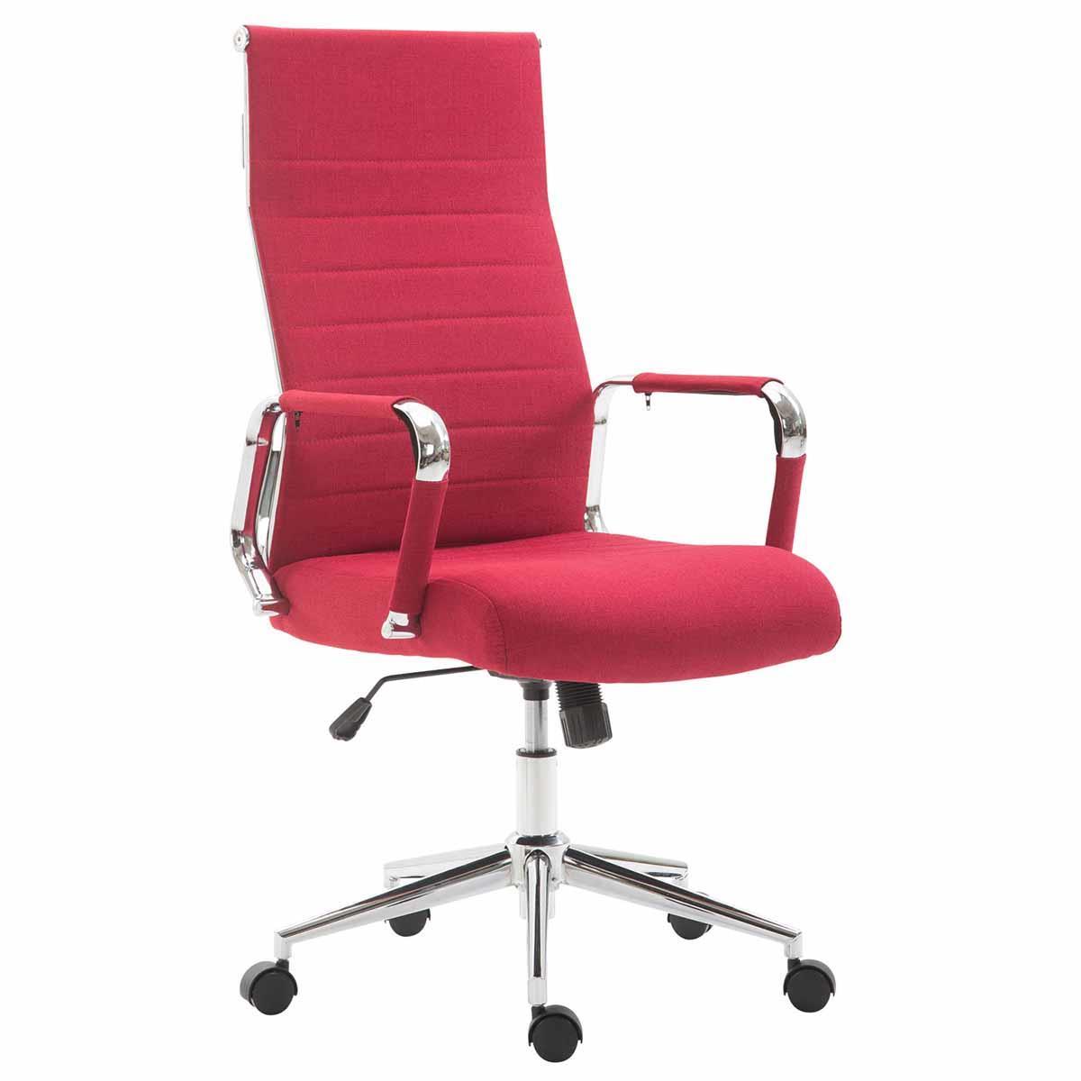 Chaise de bureau KOLMU TISSU, Piétement métallique, Design avec des coutures élégantes, Rouge