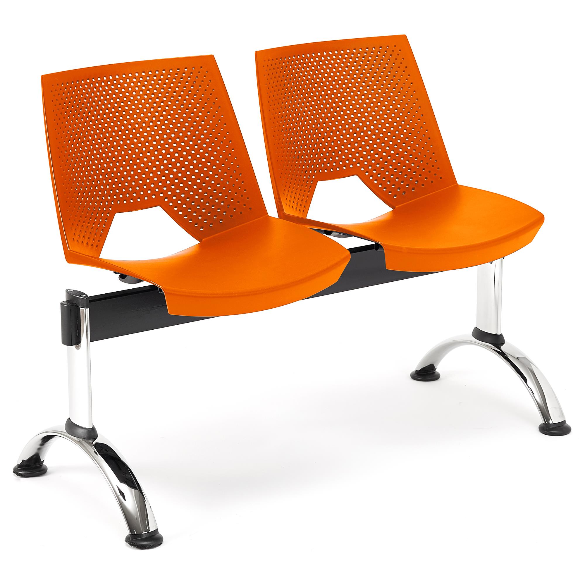 Banc salle d'attente 2 sièges ENZO, Structure en Métal, Plastique Orange