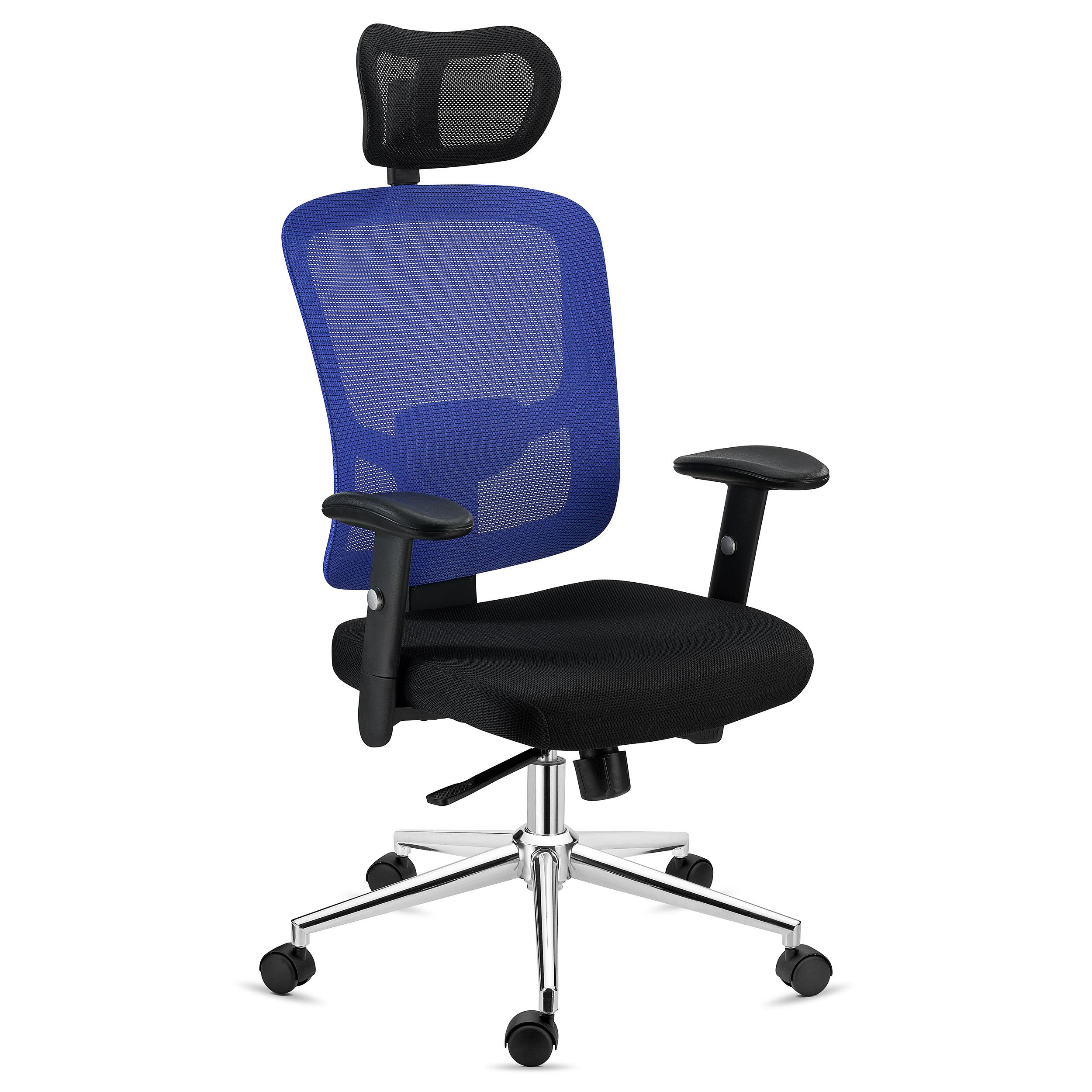 Chaise ergonomique MARKO, Appui-tête, Support Lombaire, Mécanisme Synchrone, Bleu