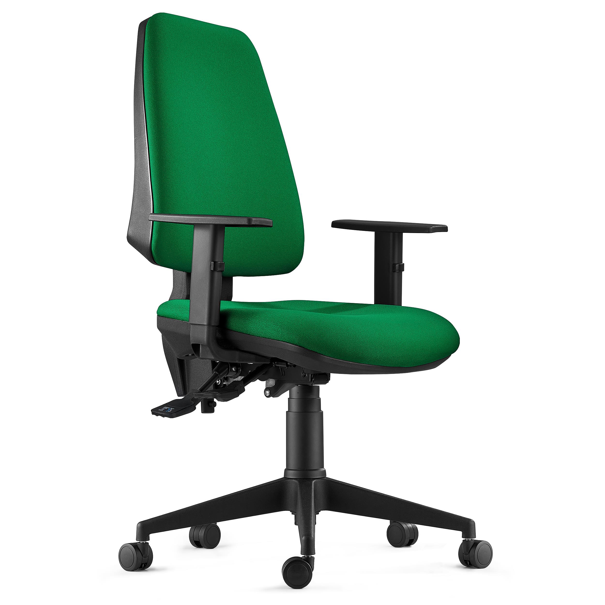 Chaise de Bureau Ergonomique INDIANA, en Tissu Vert, avec Accoudoirs Ajustables