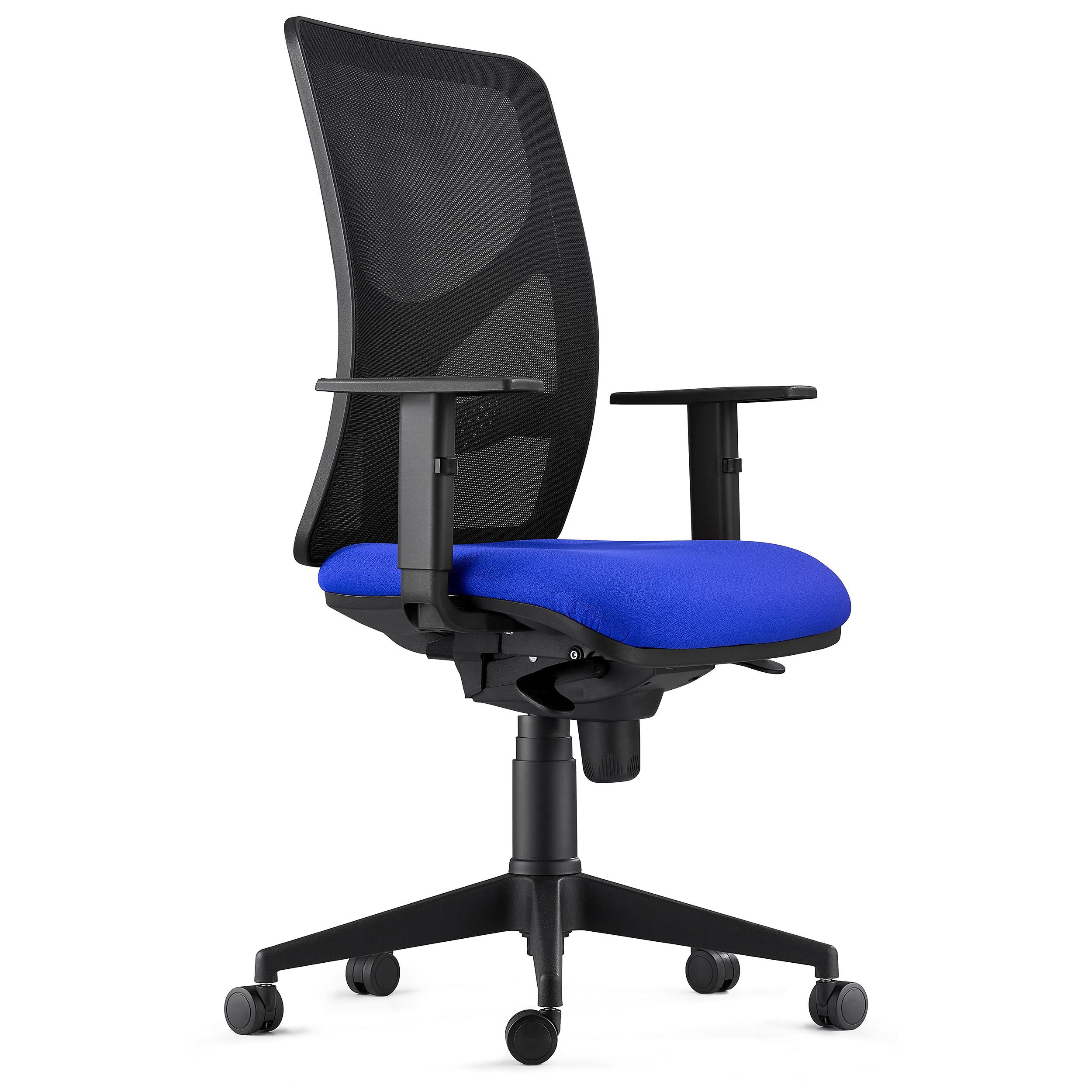 Chaise de bureau MILO, Accoudoirs Ajustables, Support Lombaire, en Tissu, Bleu