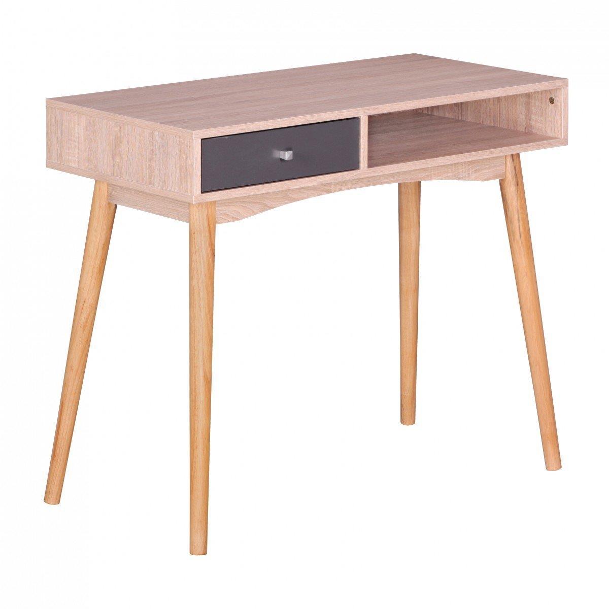 Bureau Design MEGAN, 90x45x78 cm, en Bois couleur Chêne 