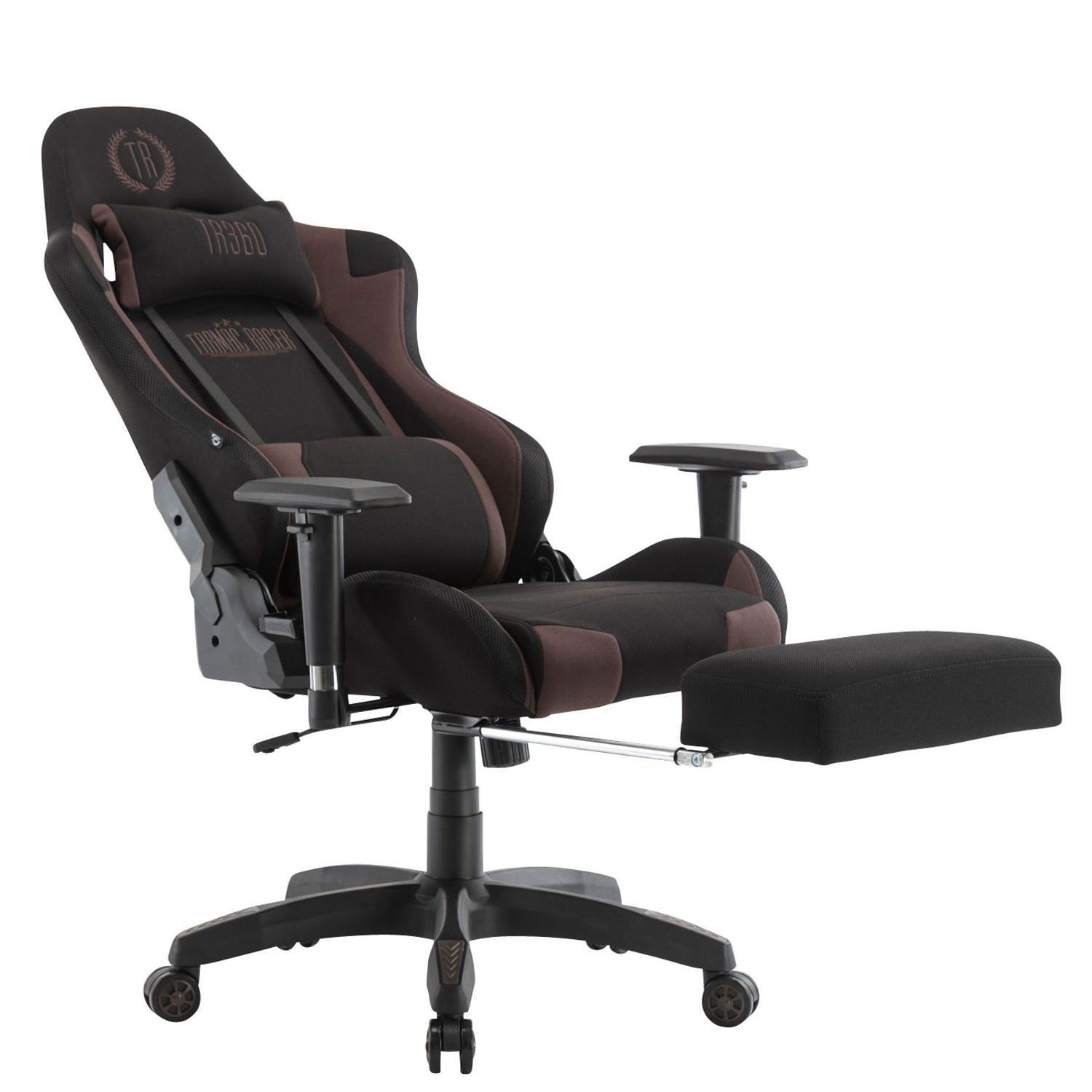 Fauteuil Gamer TURBO TISSU avec Repose-pieds, Inclinable, Coussins