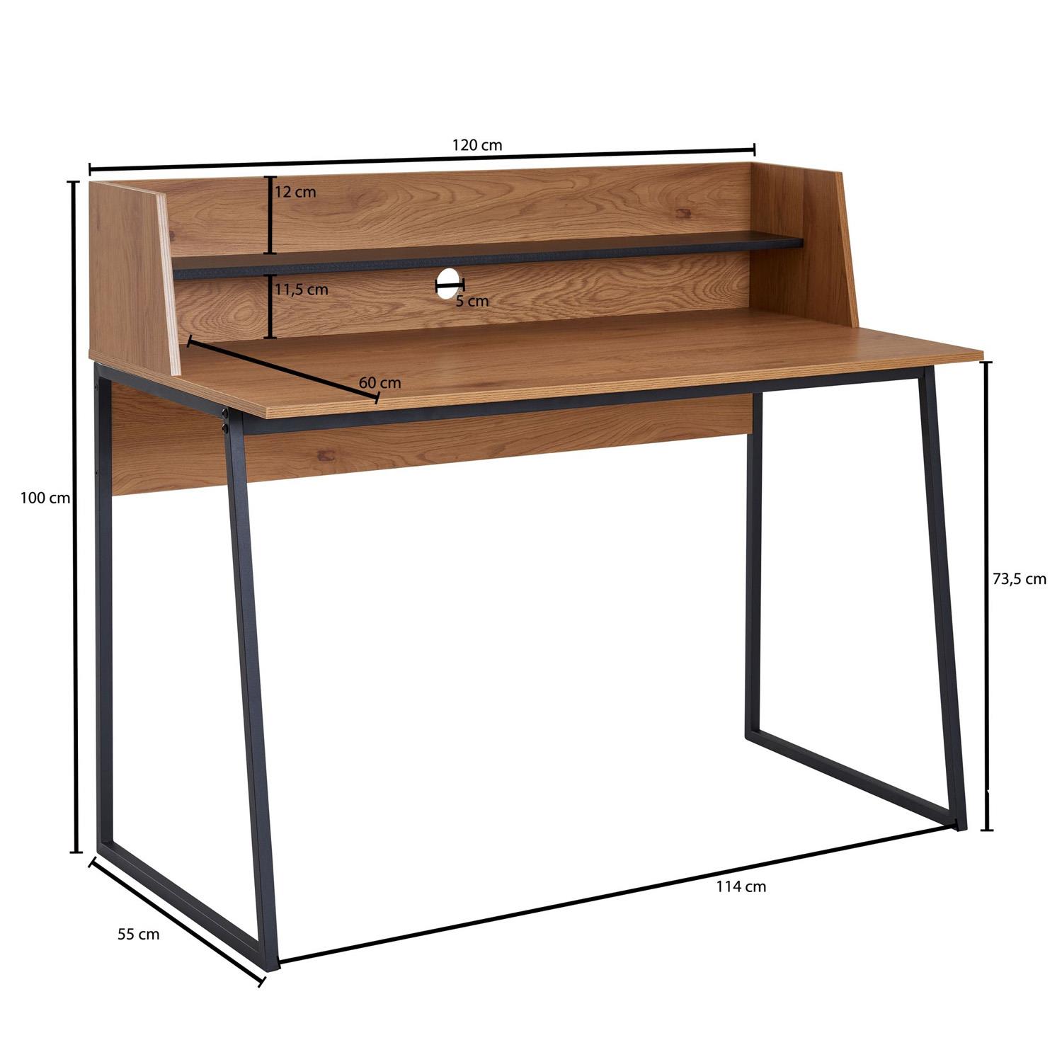 Bureau Design MEGAN, 90x45x78 cm, en Bois couleur Chêne 