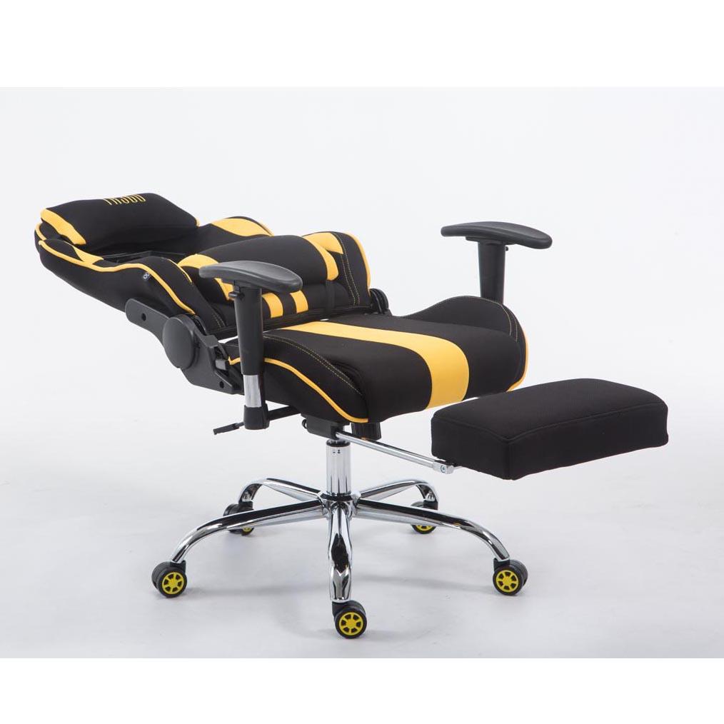 Fauteuil de bureau Gamer LOGAN avec Repose-pieds, Inclinable, Coussins  Inclus, Noir/Jaune 