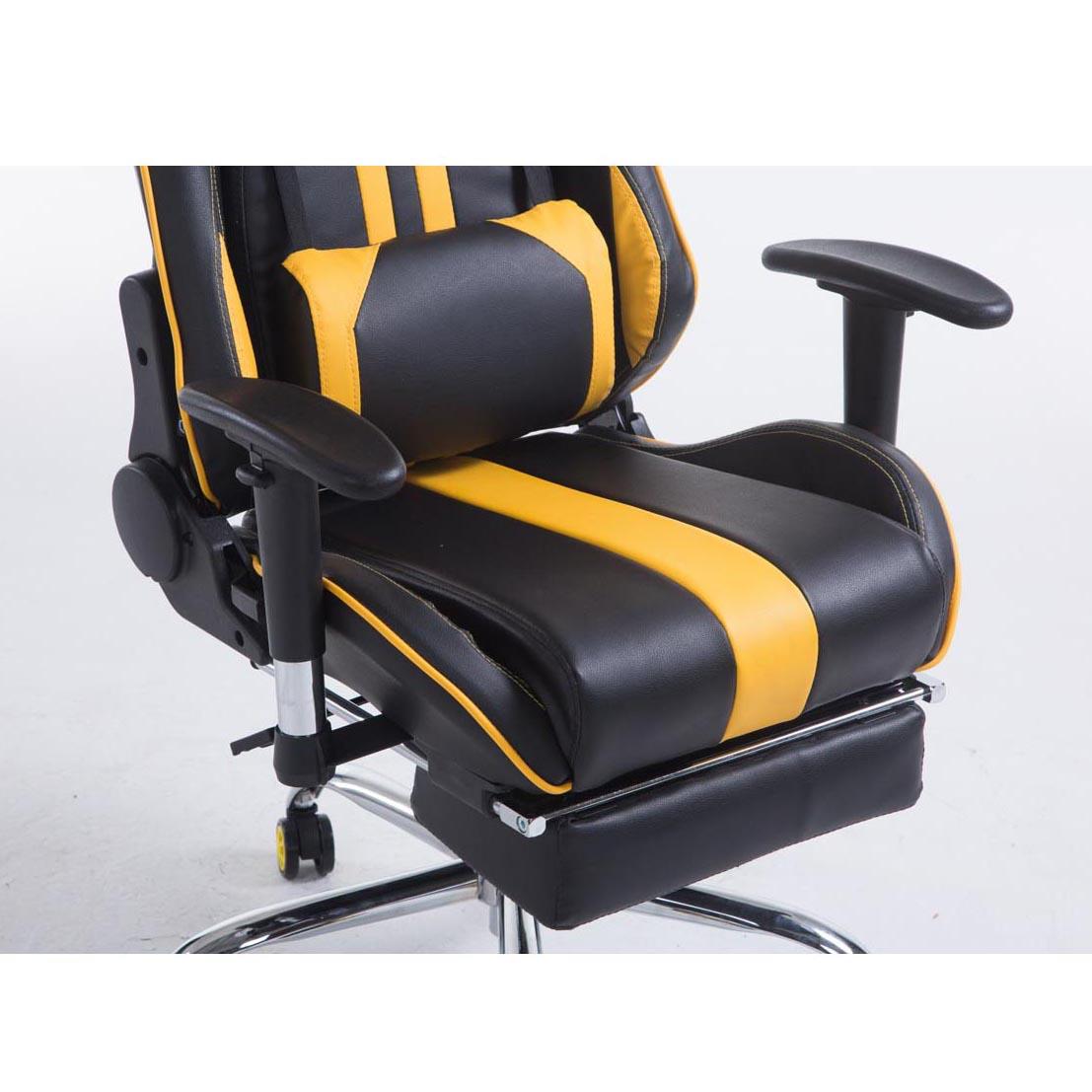 Fauteuil de bureau Gamer LOGAN avec Repose-pieds, Inclinable, Coussins  Inclus, Noir/Jaune 