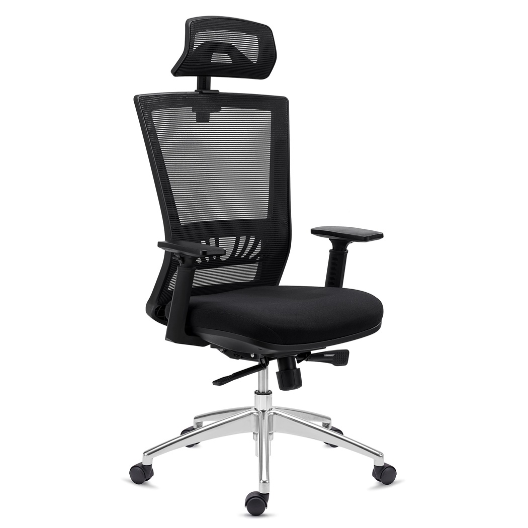 DEMO# Chaise Ergonomique MAGNUM ELITE, Appui-tête, Utilisation 8h, Piétement Métallique, Support Lombaire, Noir